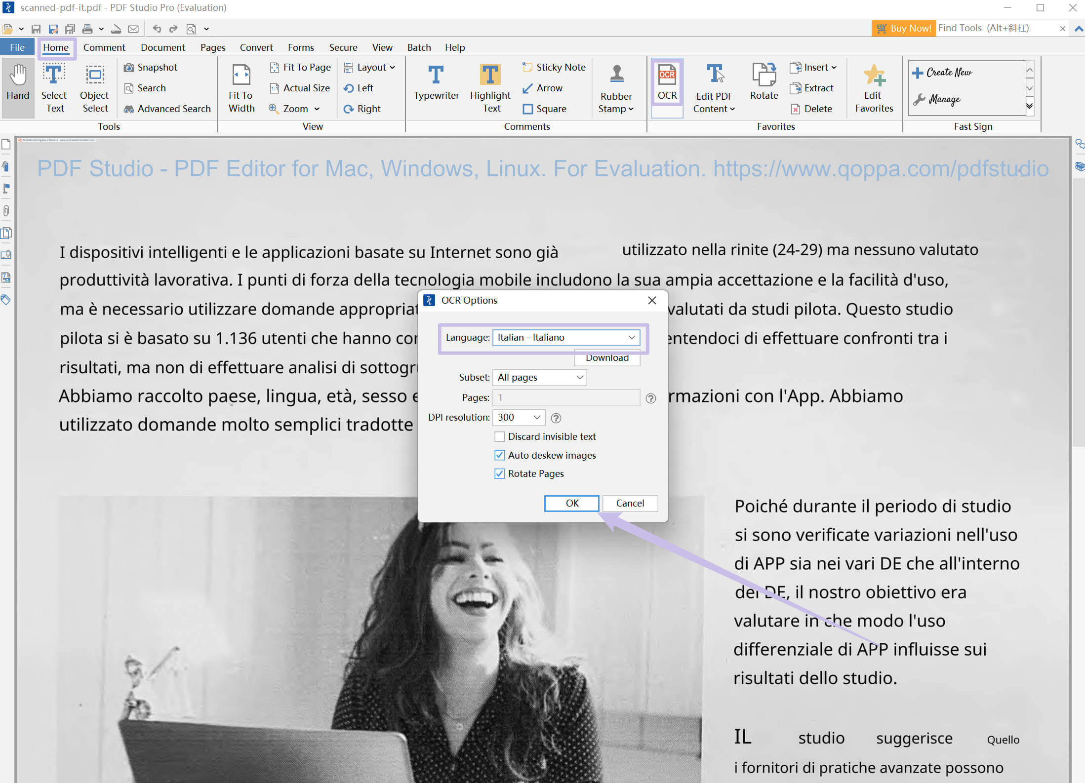 italian ocr pdf studio