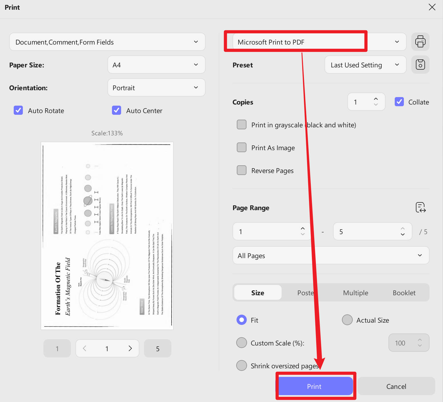 settings to print fillable pdf forms with updf