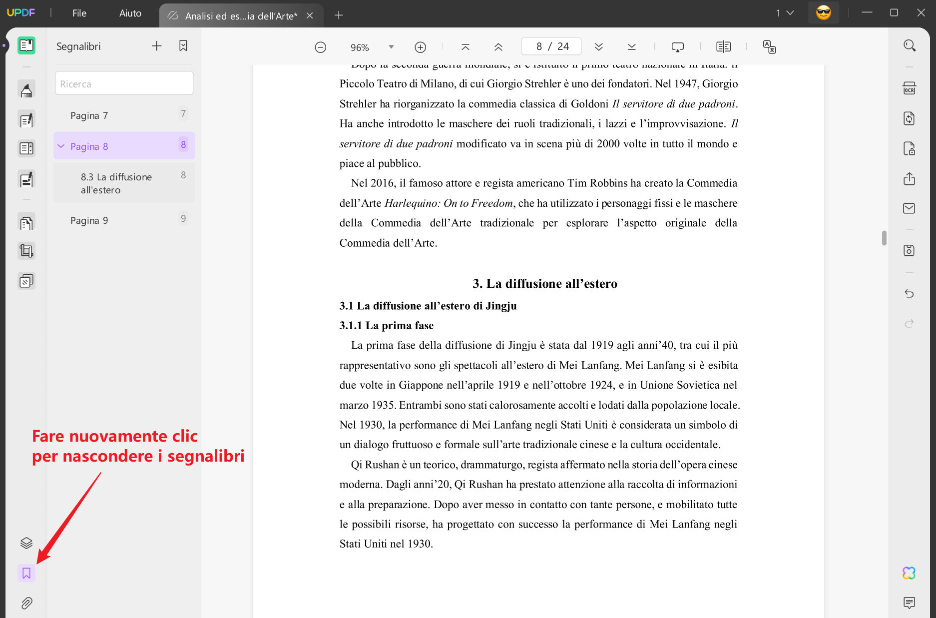 Nascondere i segnalibri nei PDF con UPDF