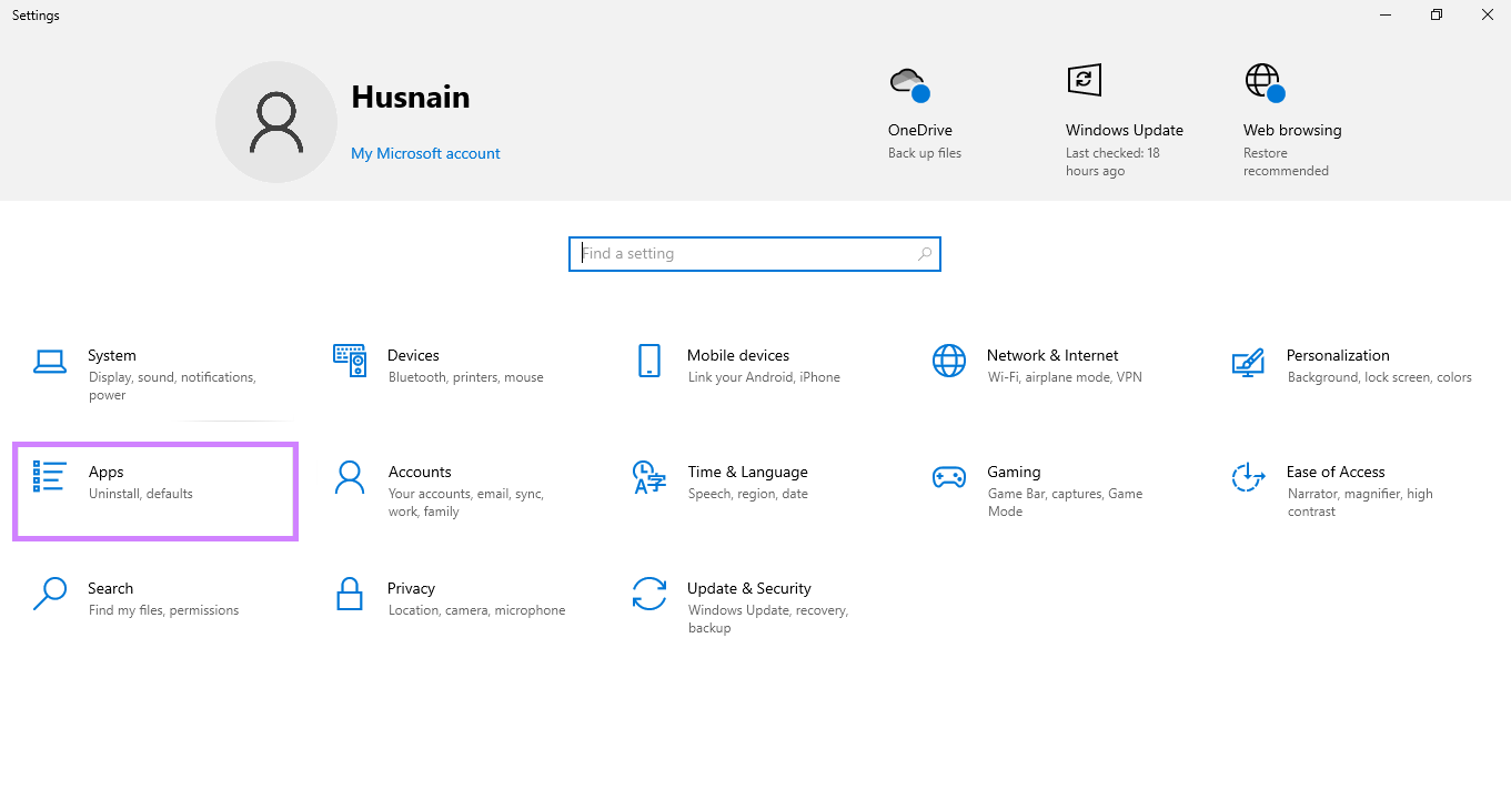 open apps windows