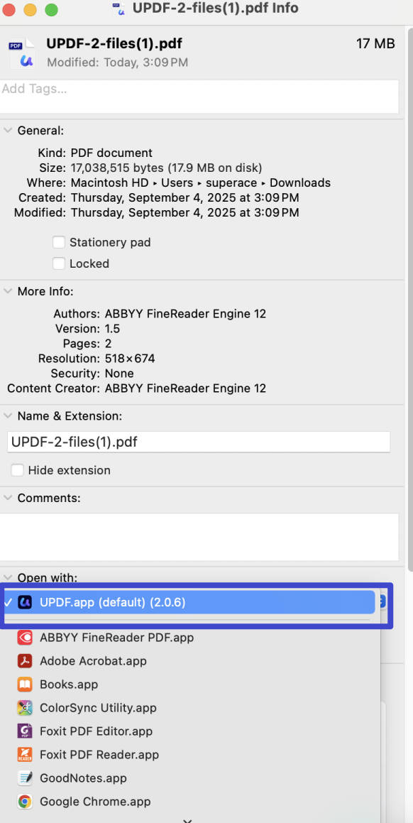 set updf as default on mac