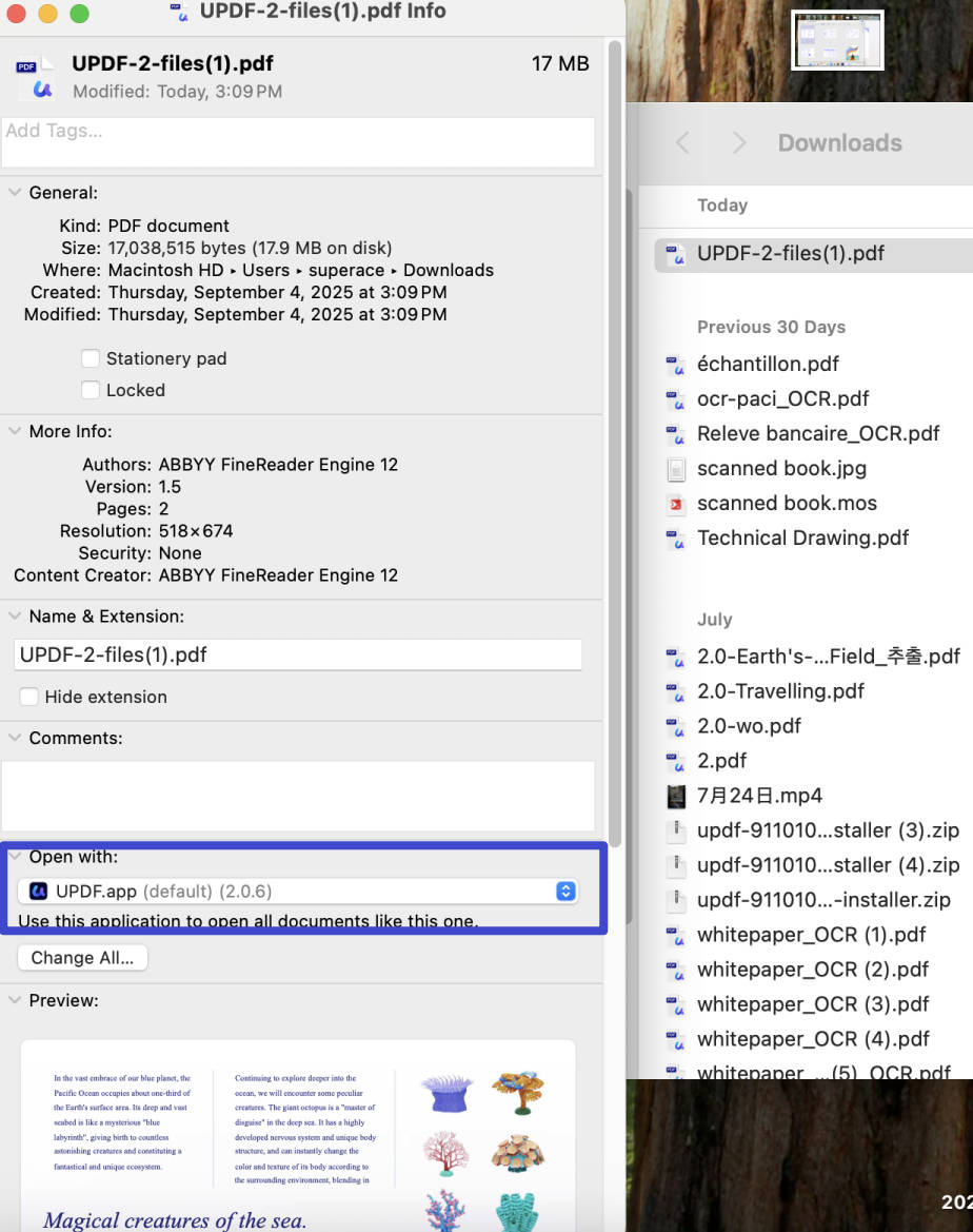 expand open with menu mac