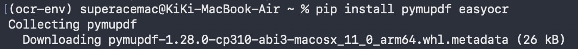 pip install pymupdf easyocr