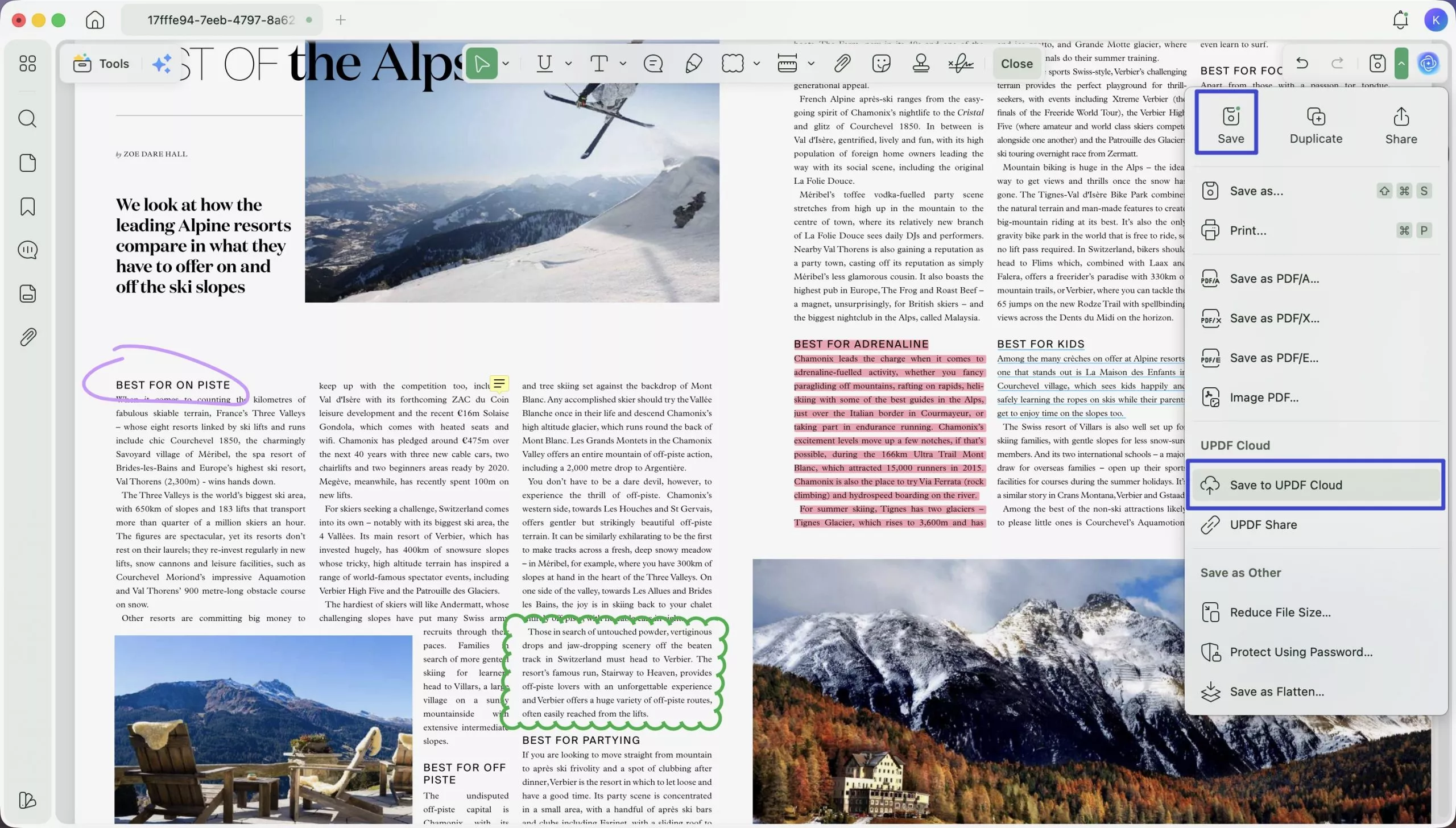 save and upload to updf cloud