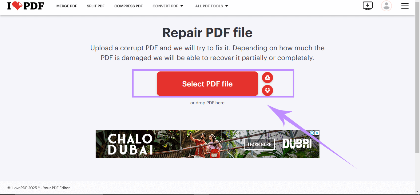 select pdf file ilovepdf