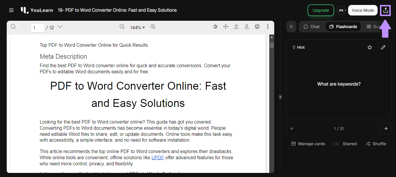 teile deine Karteikarten youlearn ai