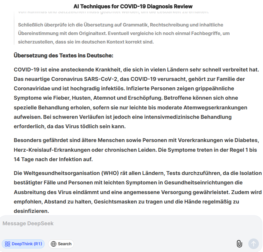 DeepSeek translates document