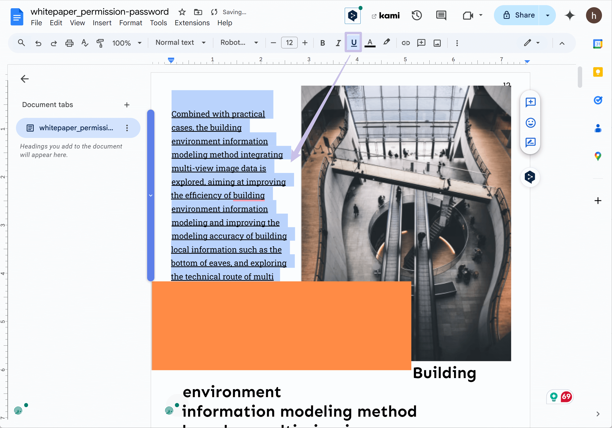 underline in google docs