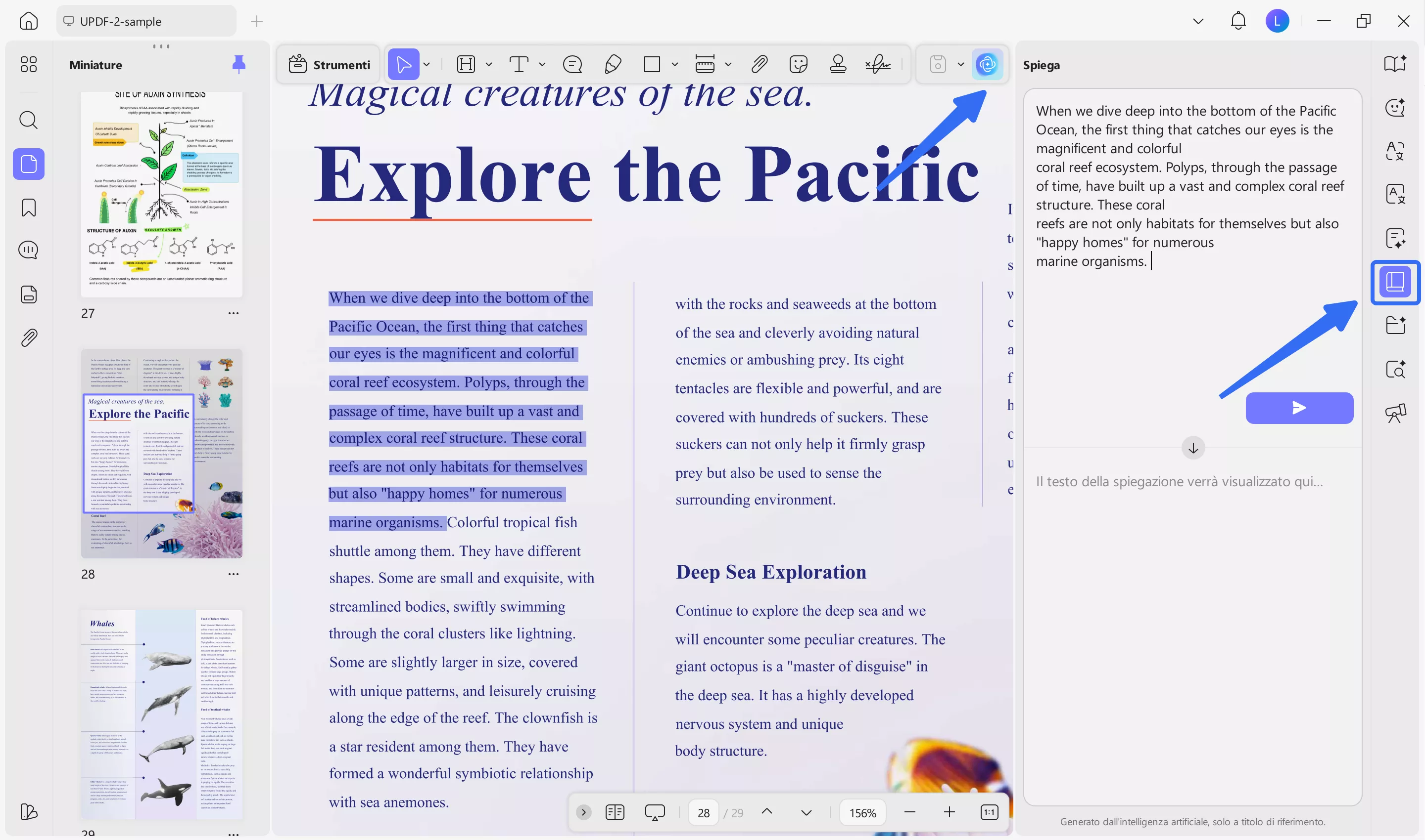 access the explain feature in updf ai