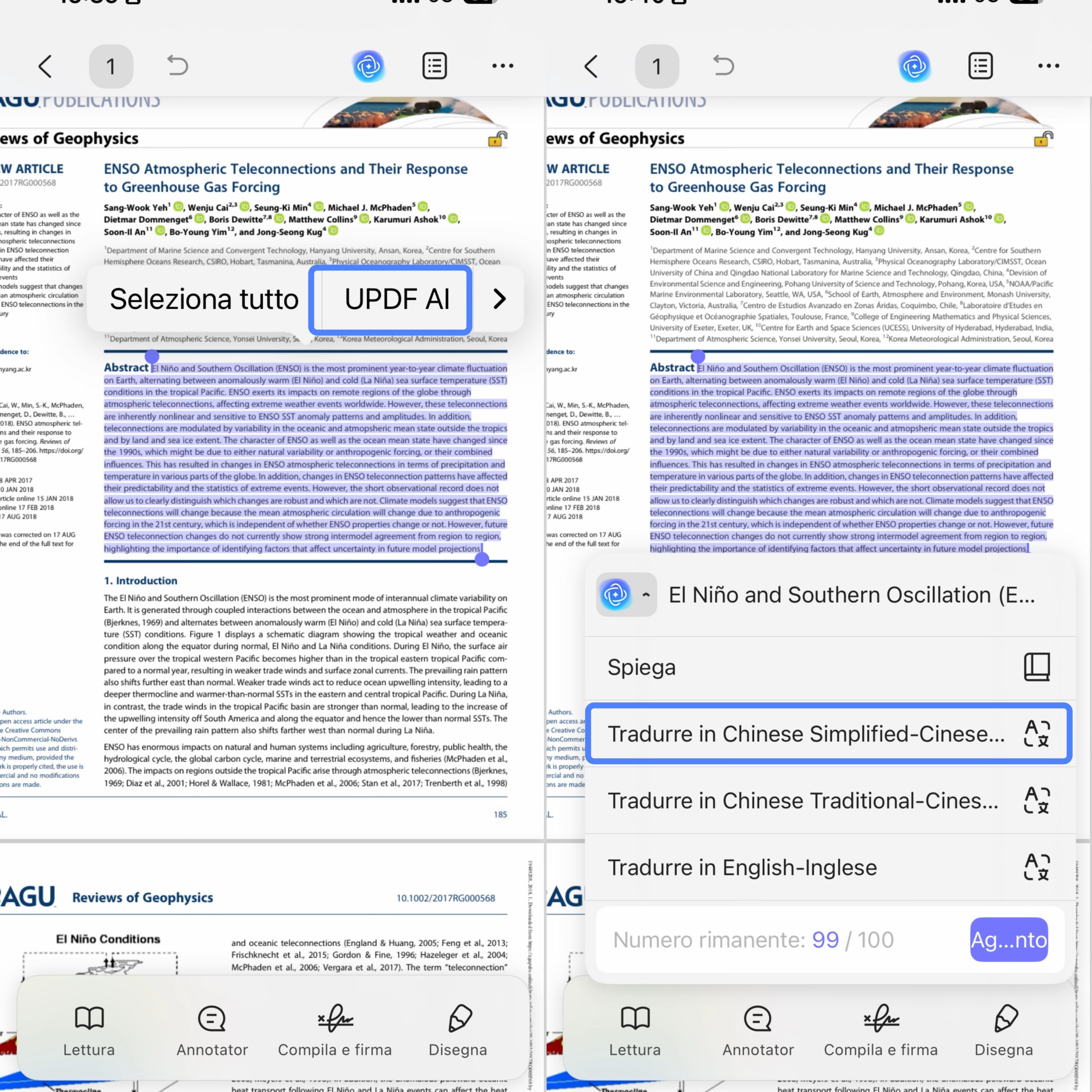 updf ai for selected text translation