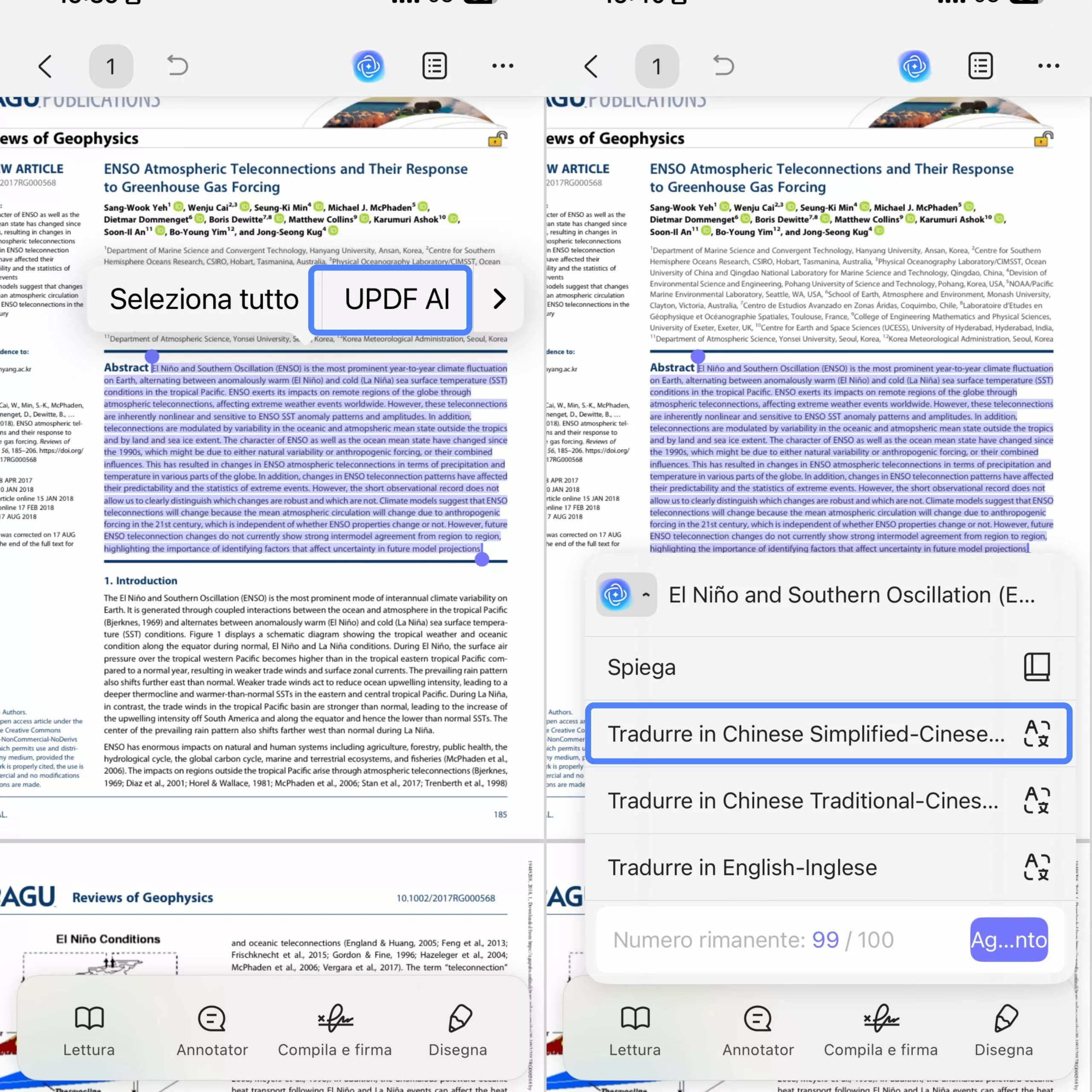 updf ai for selected text translation