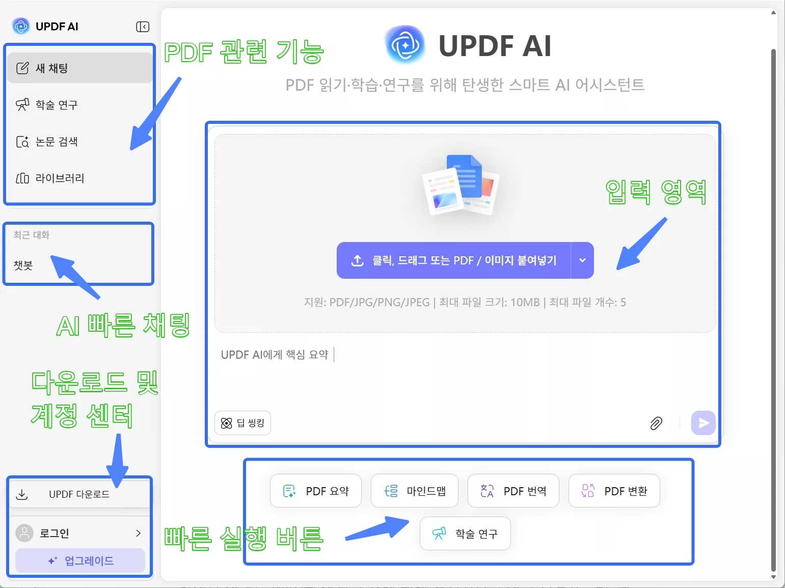 UPDF AI 인트페이스