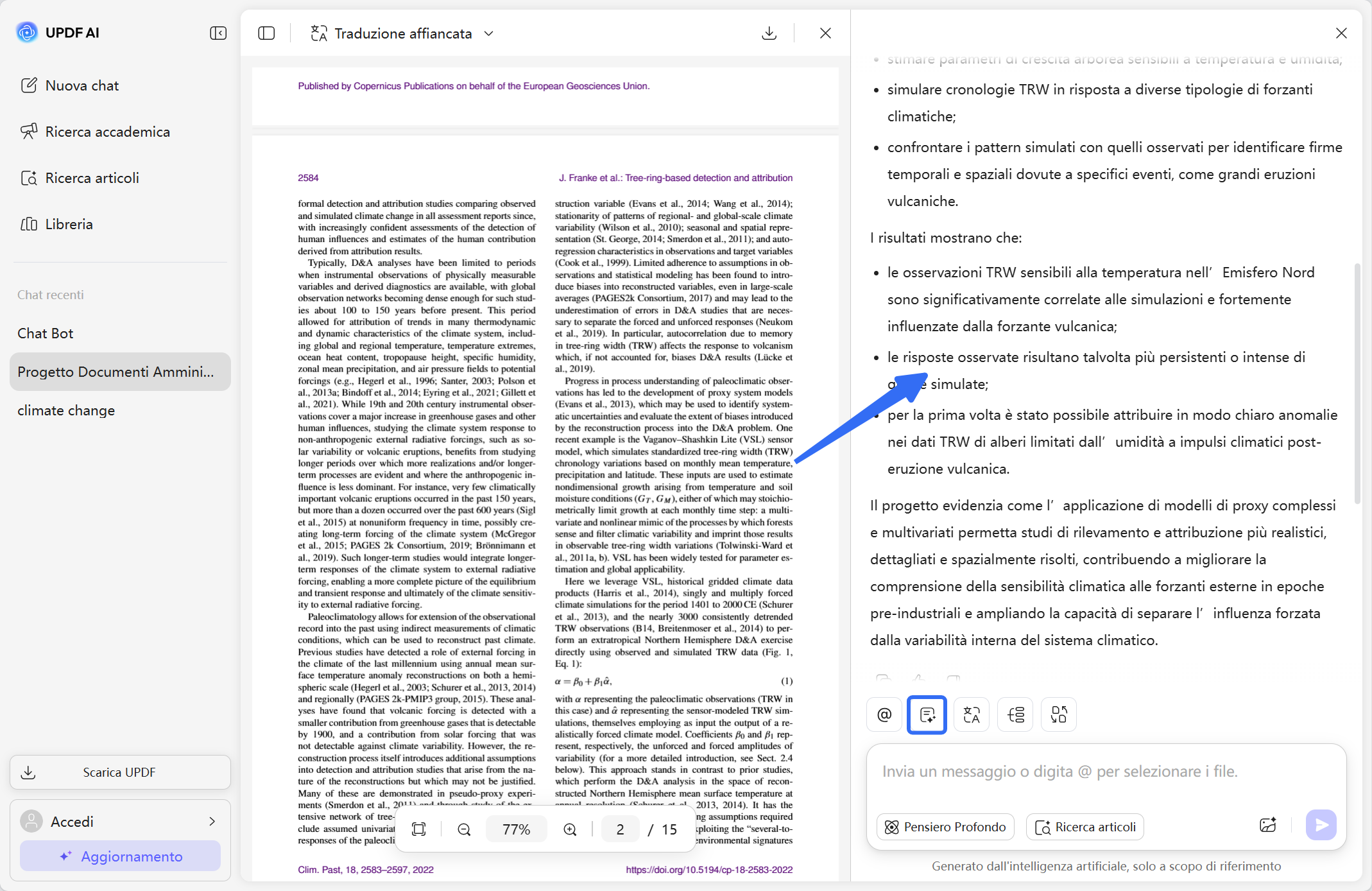click the summarize icon
