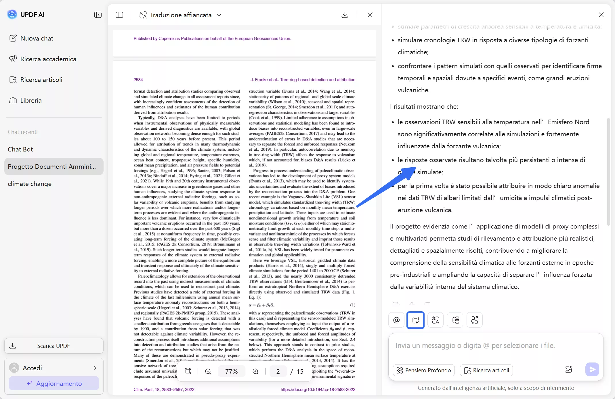 click the summarize icon