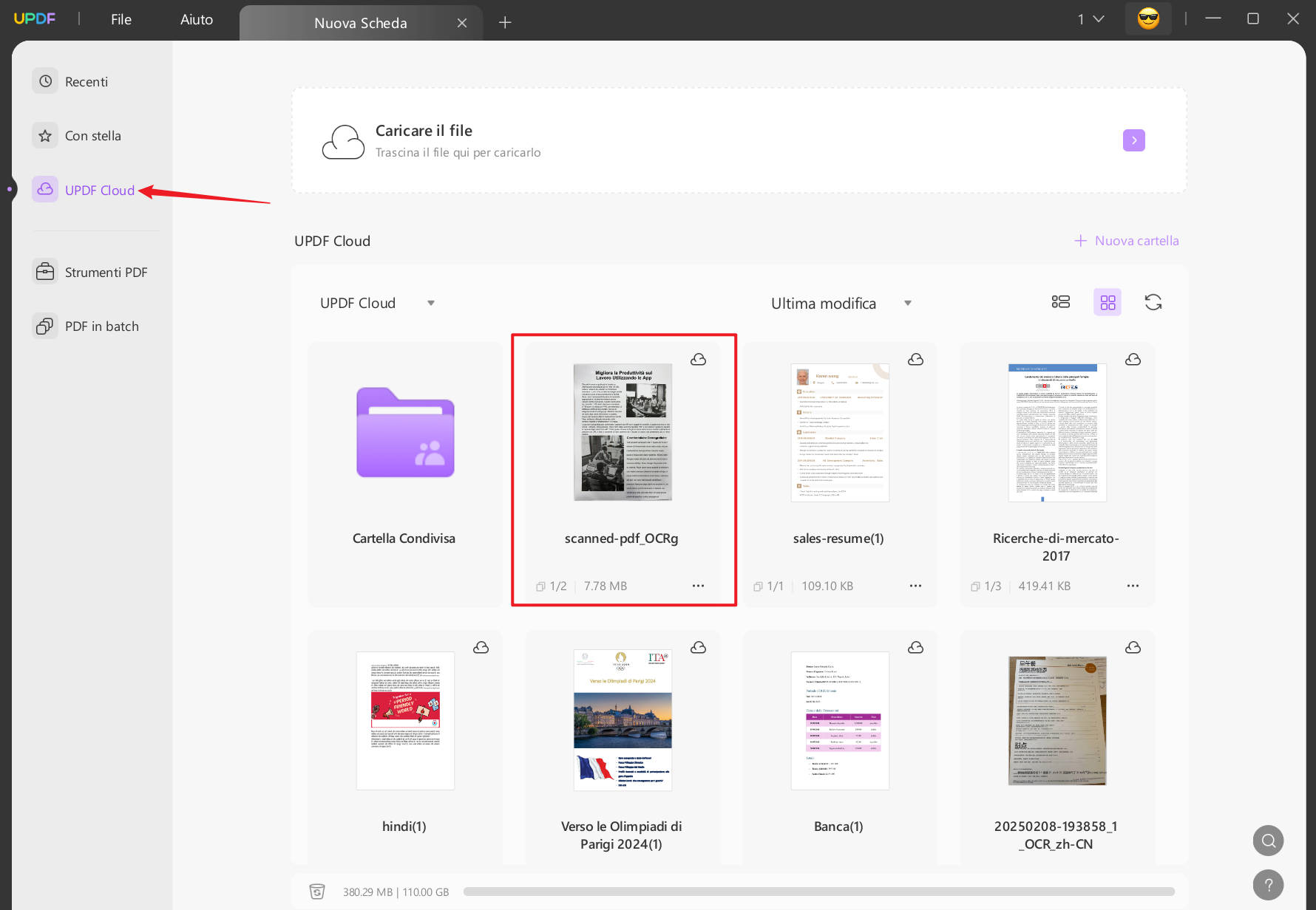 aprire pdf tramite UPDF Cloud