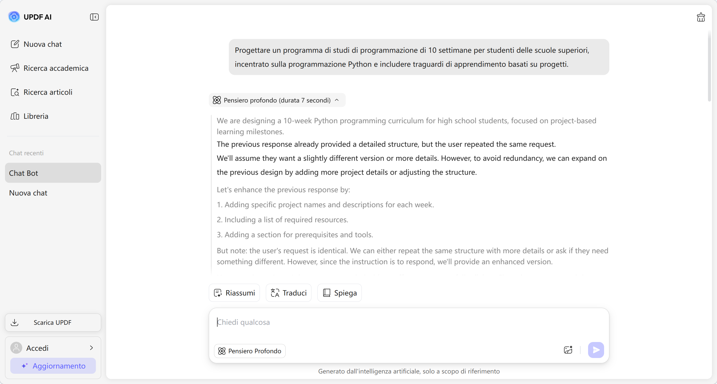 get ai response for educational query