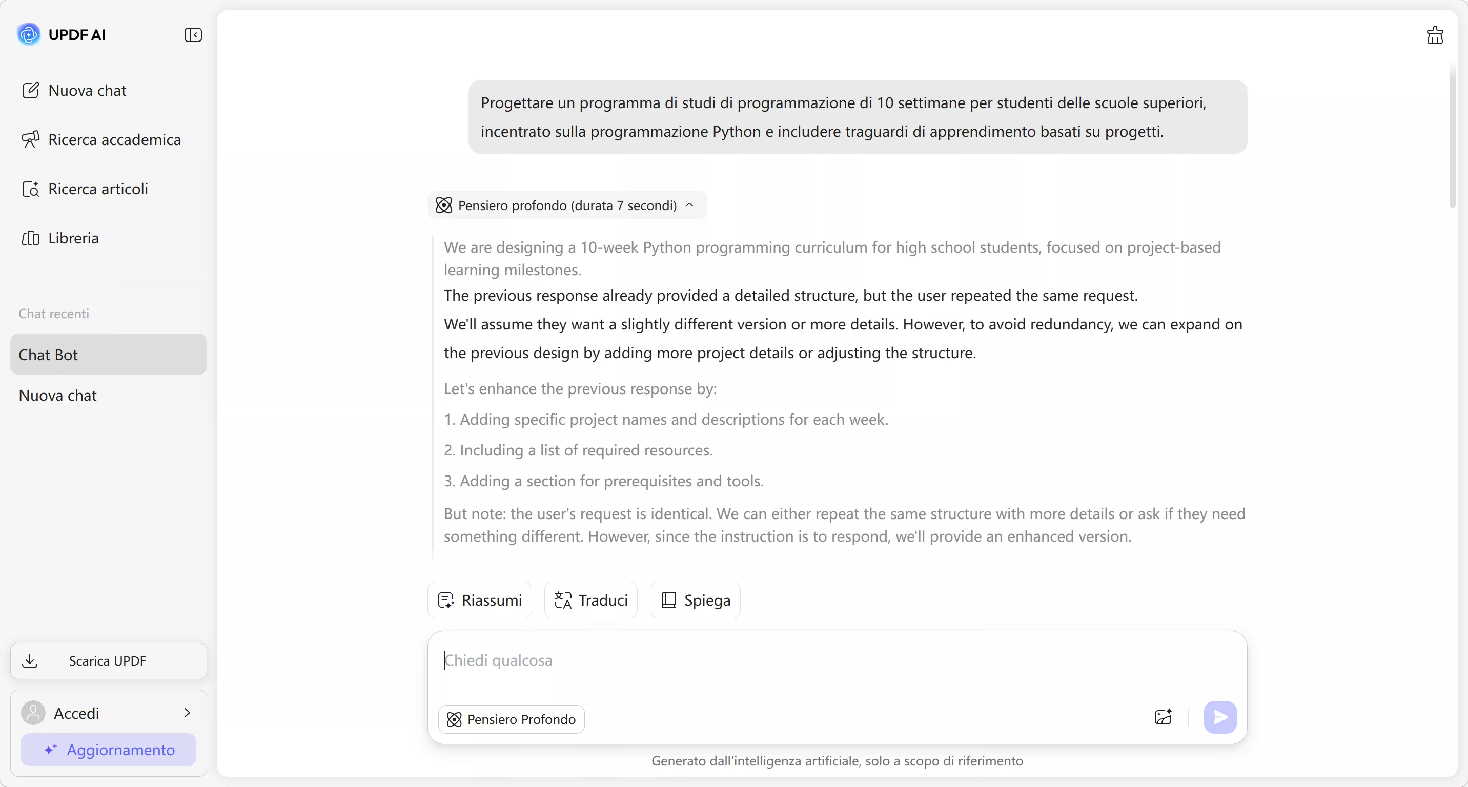 get ai response for educational query