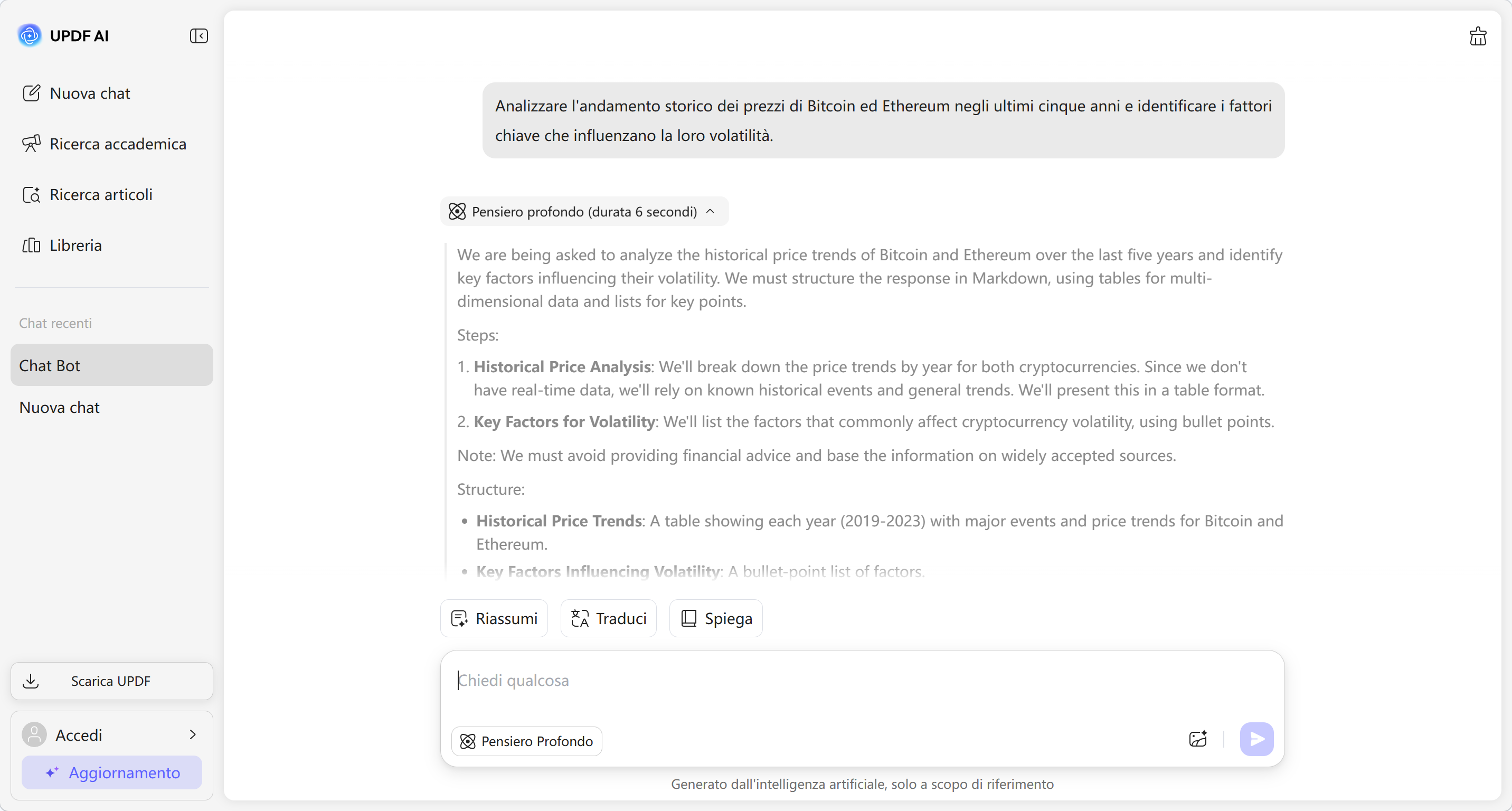 get ai response for financial query