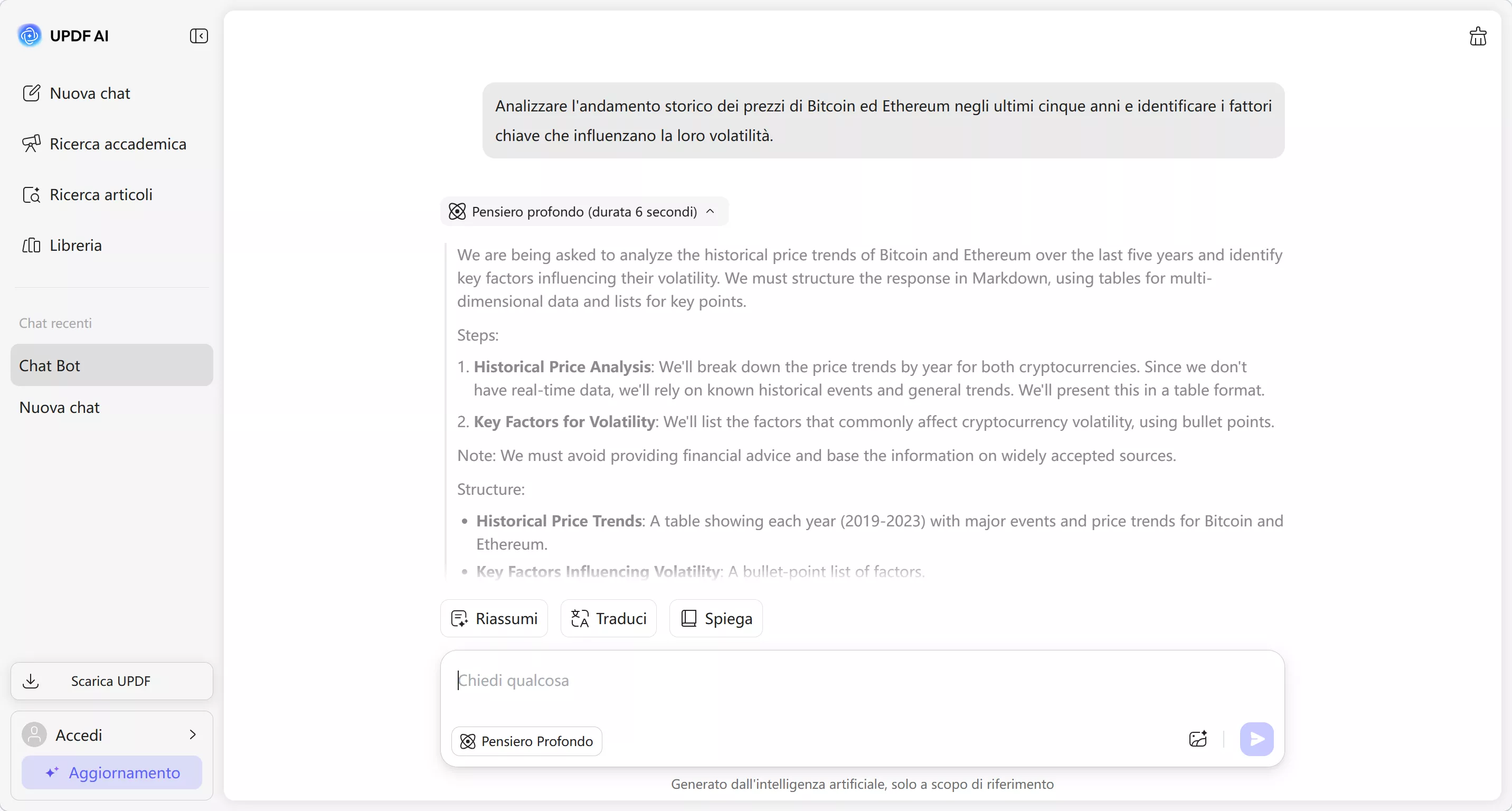 get ai response for financial query