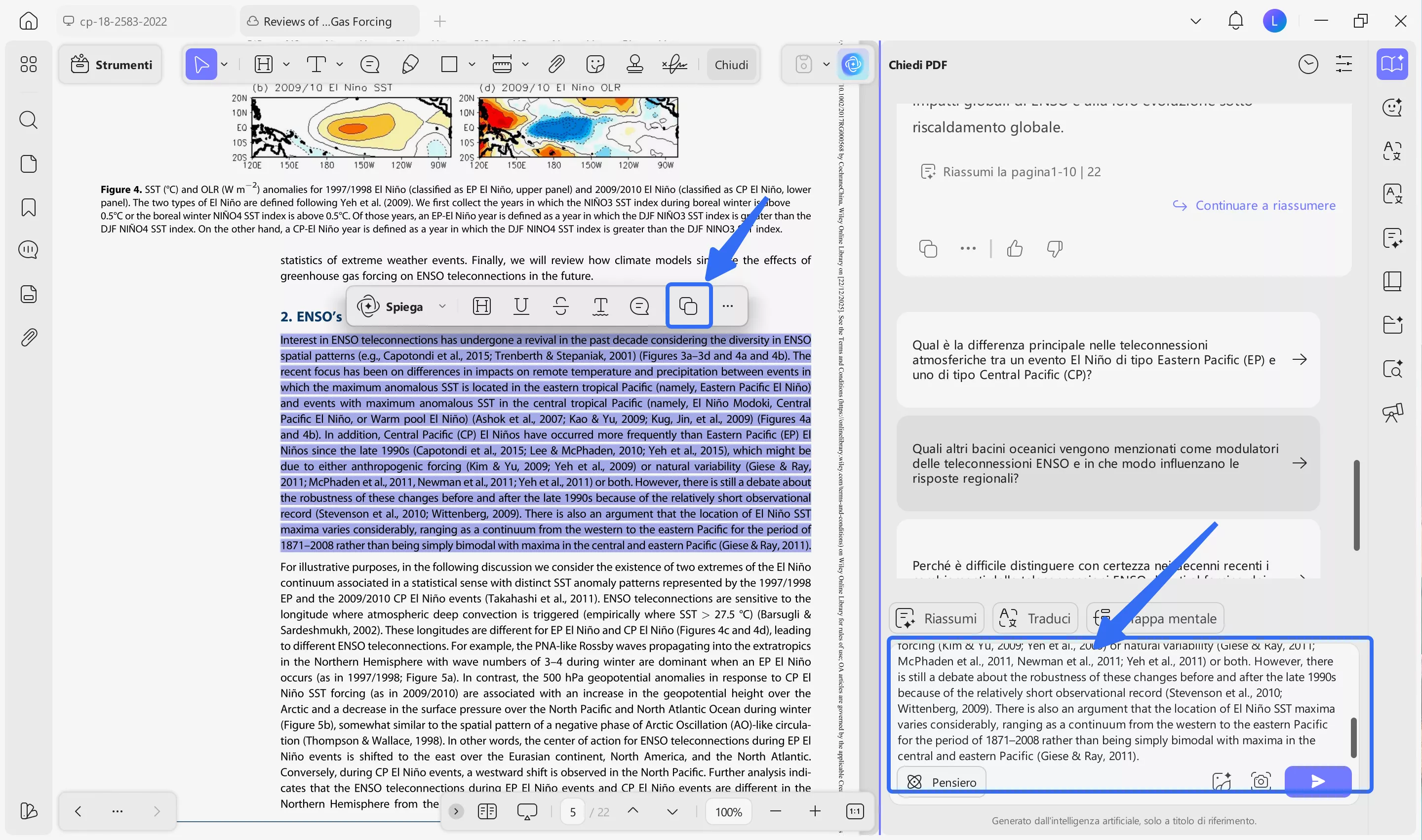 paste the text in ask something box