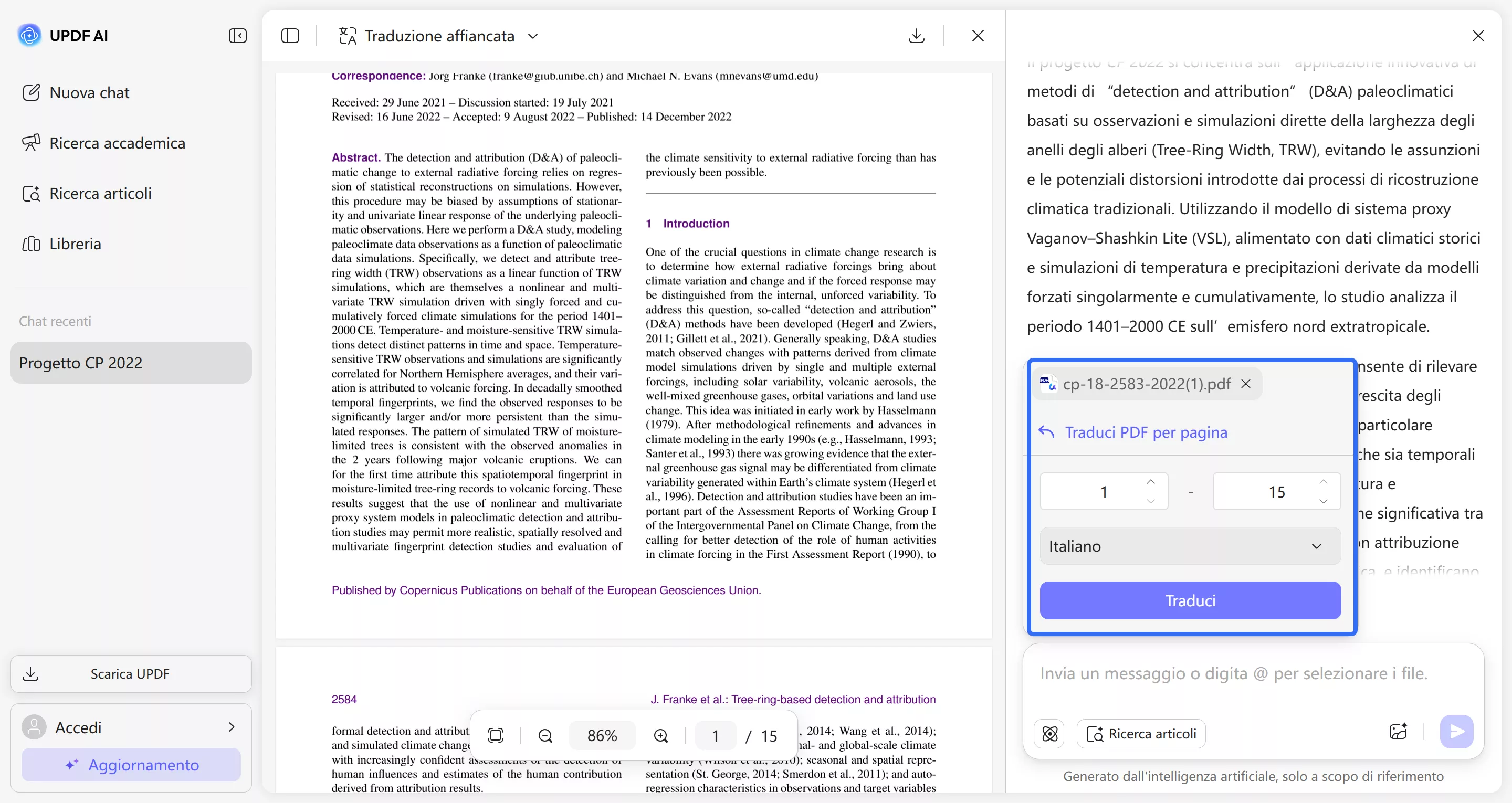select page range and click translate