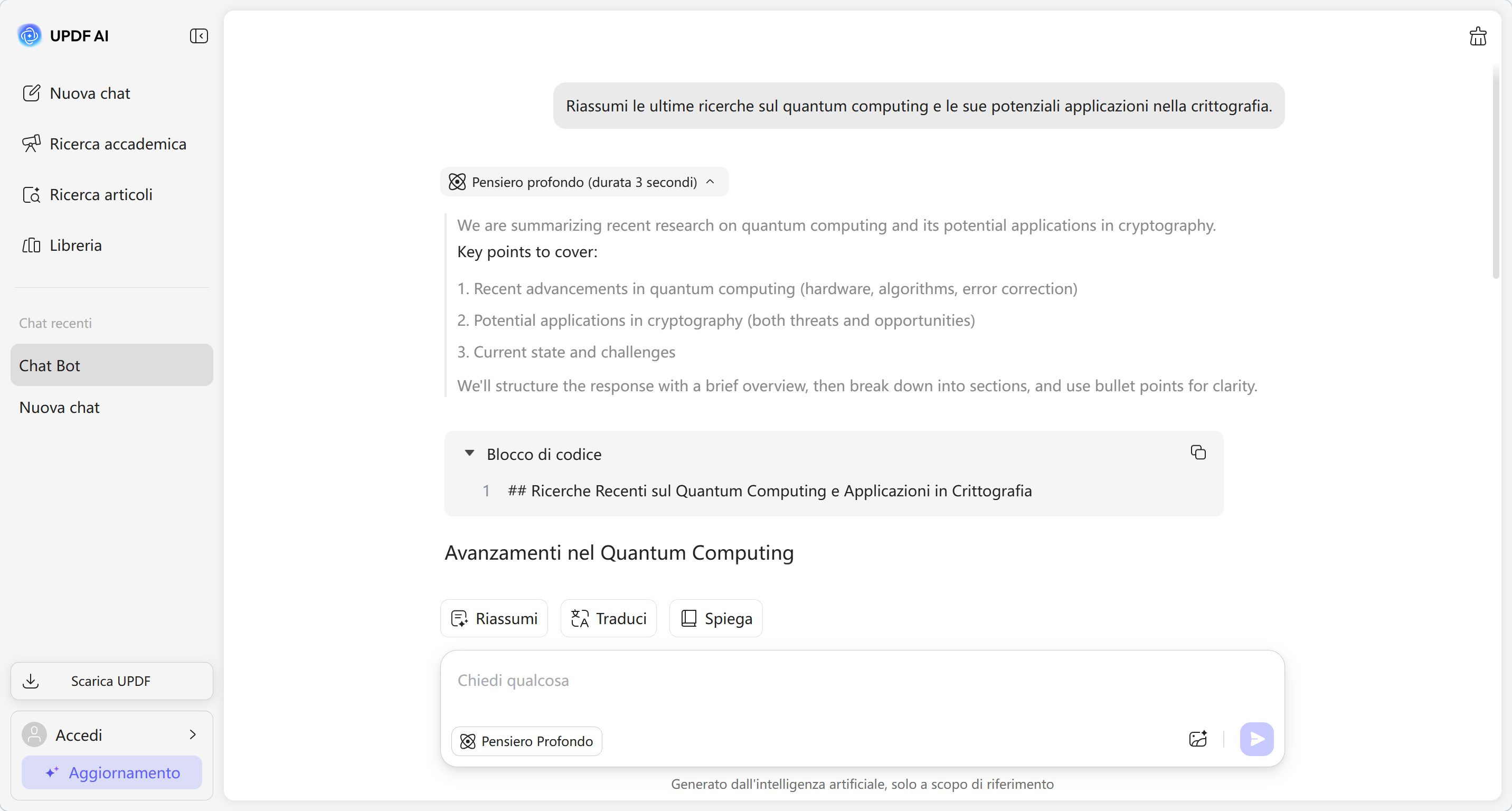 get ai response for research query