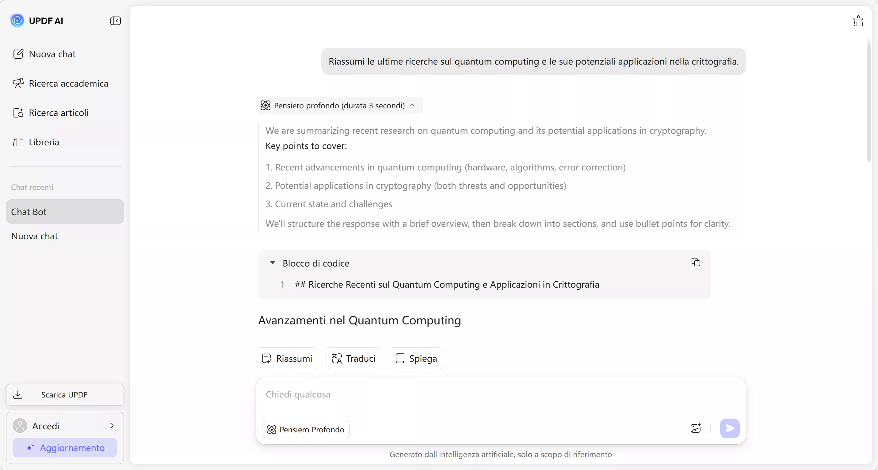 get ai response for research query