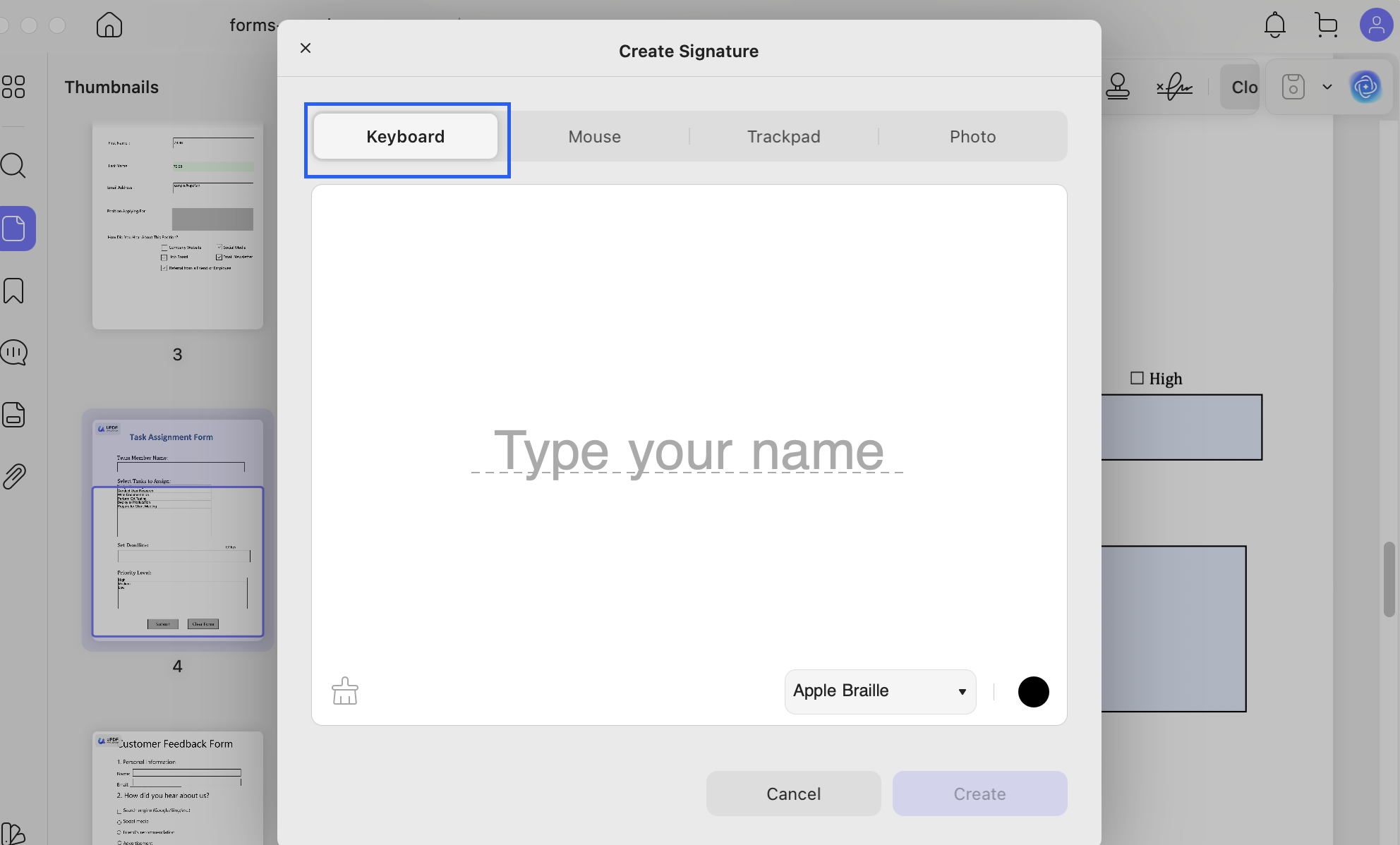 create signature updf mac
