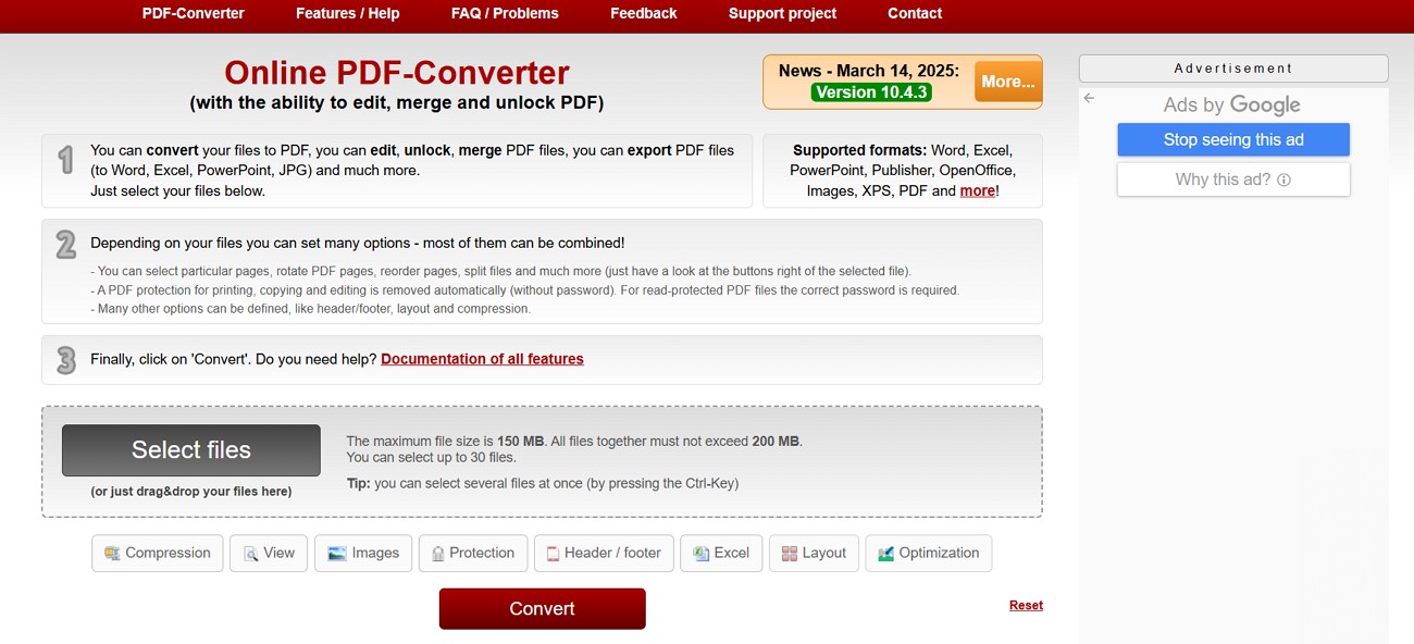 online2pdf tool to convert