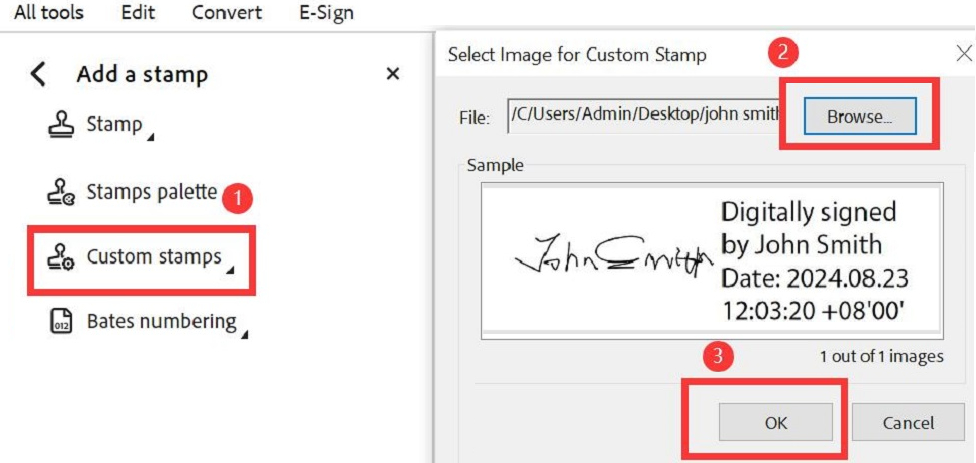 Adobe-Mehrfachsignatur mit der Stempelfunktion erhalten