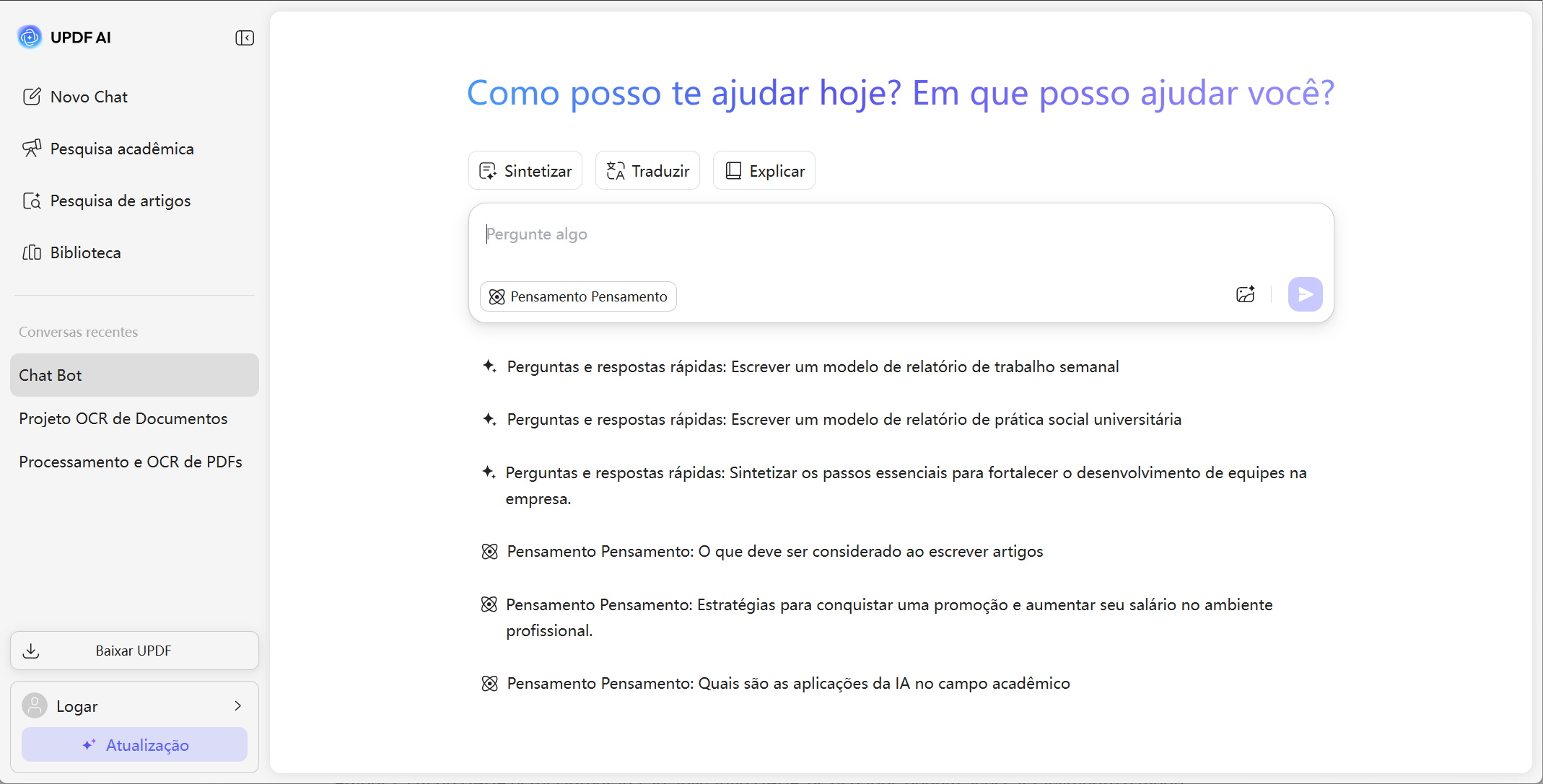 chat bot na updf ai