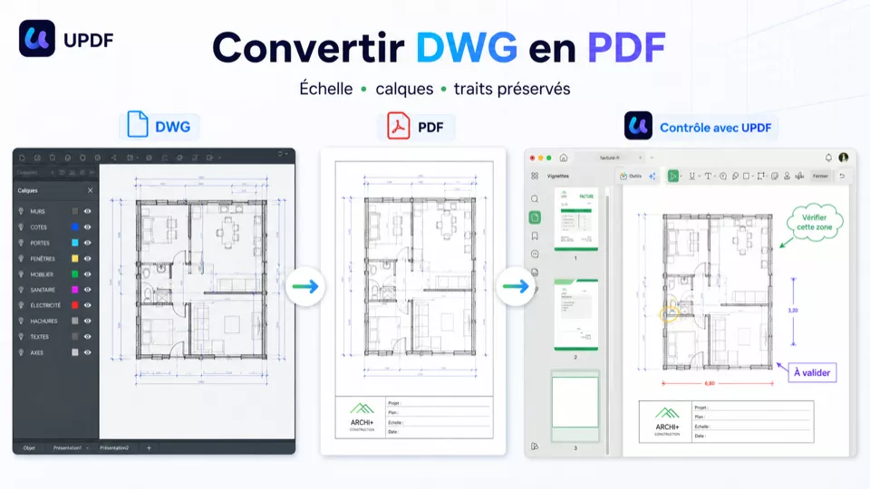 Conversion d’un plan DWG en PDF puis contrôle dans UPDF