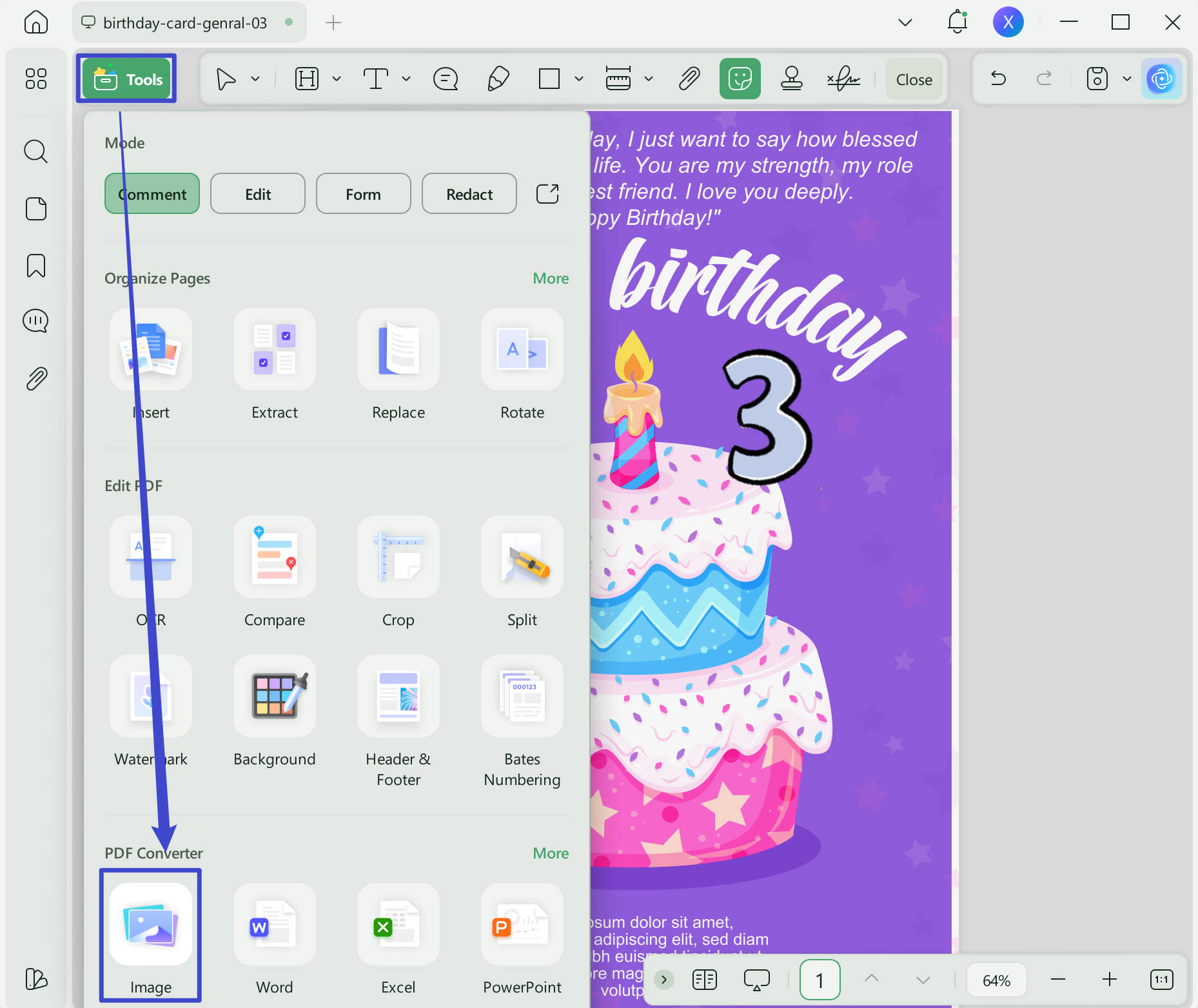 continue to export card as image