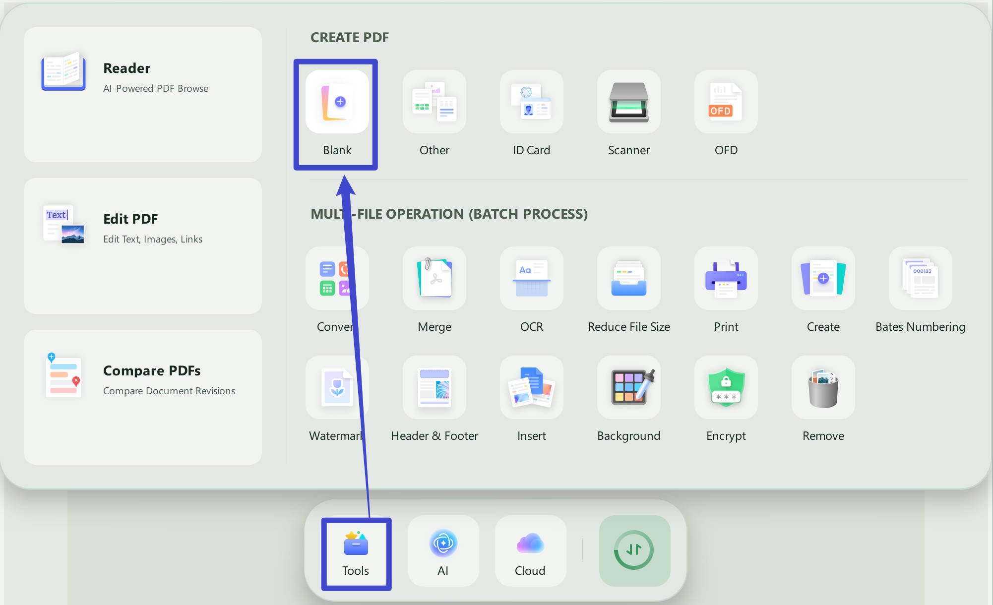 create blank pdf updf