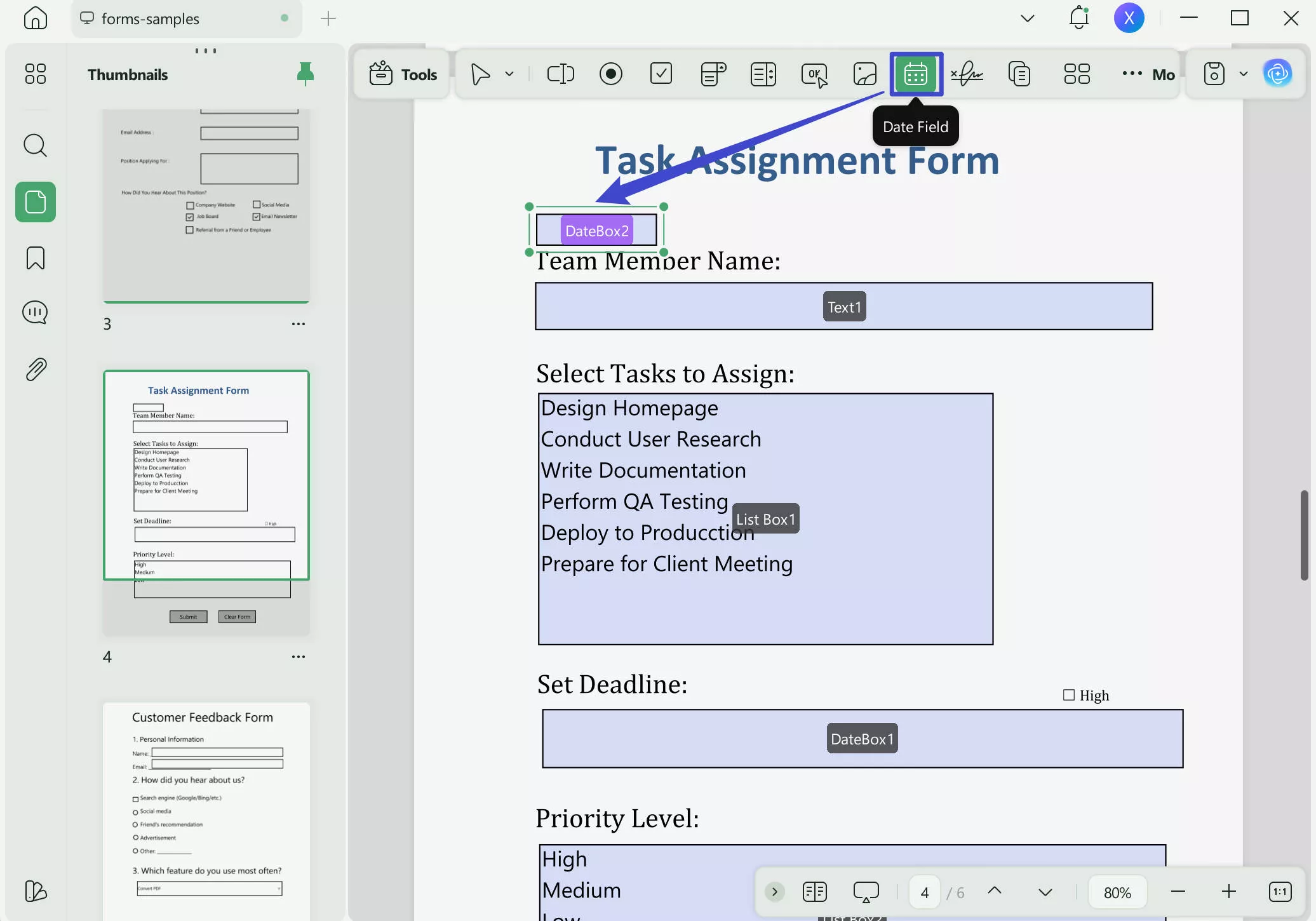 add date field to pdf with updf