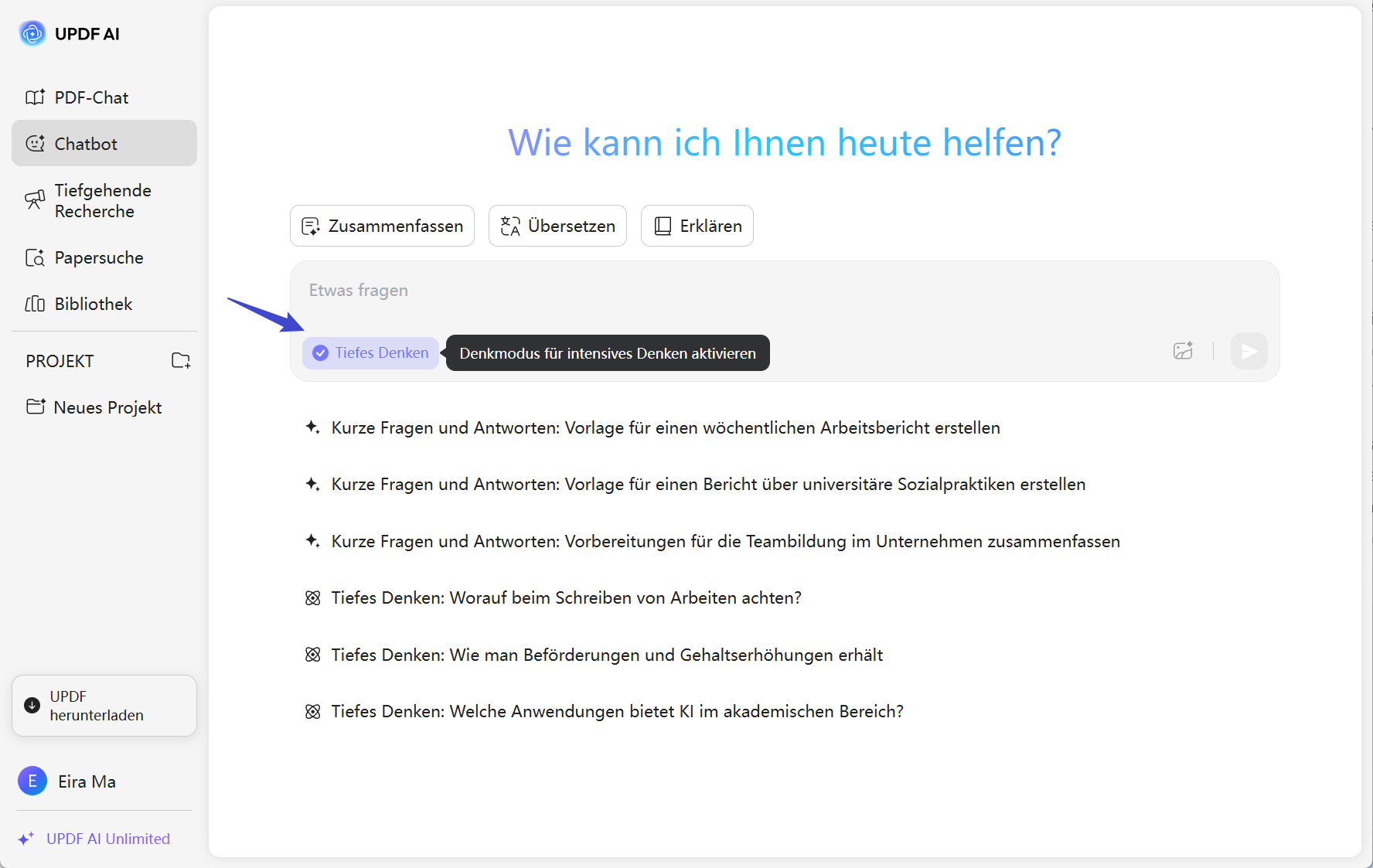  Geben Sie die Aufforderung ein