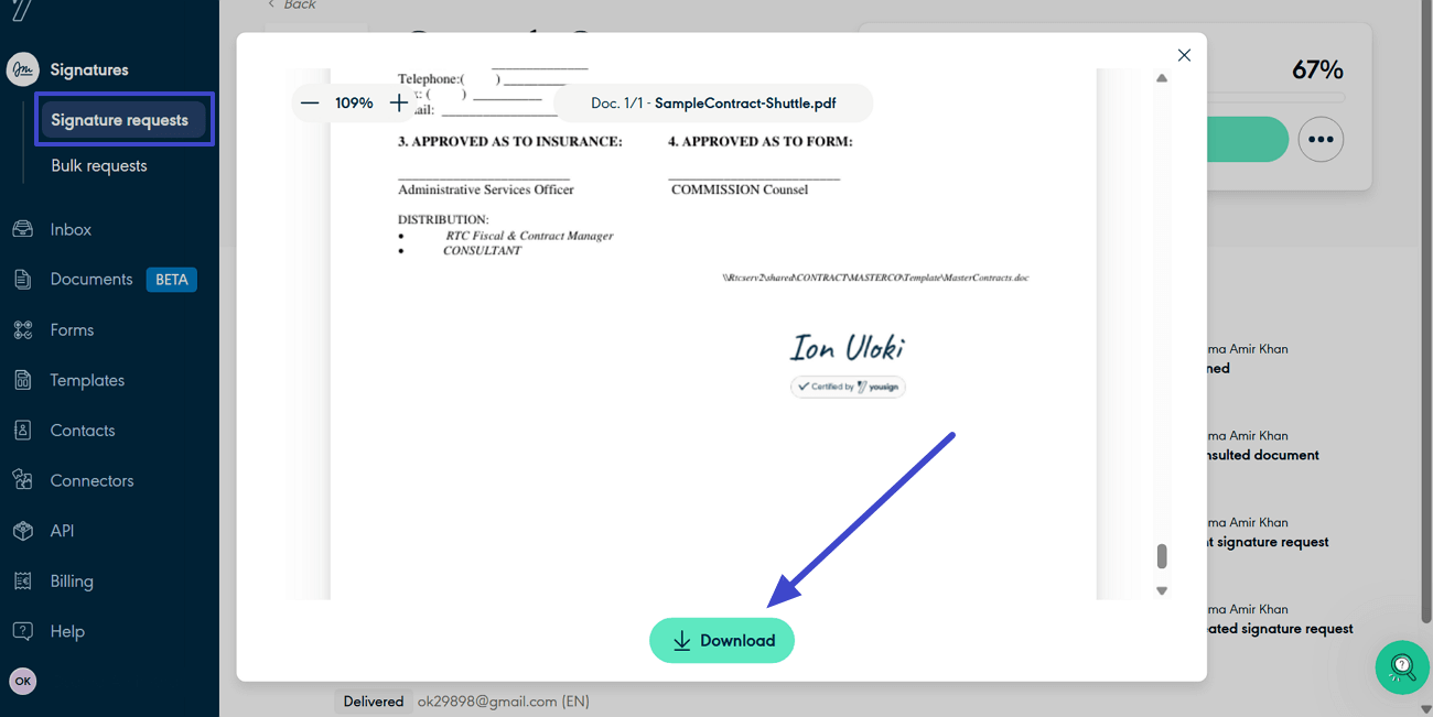 download signed document yousign