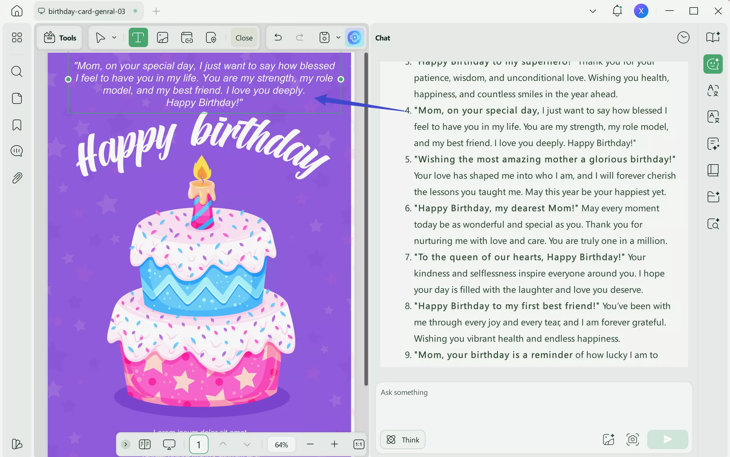 enter edit mode and customize text