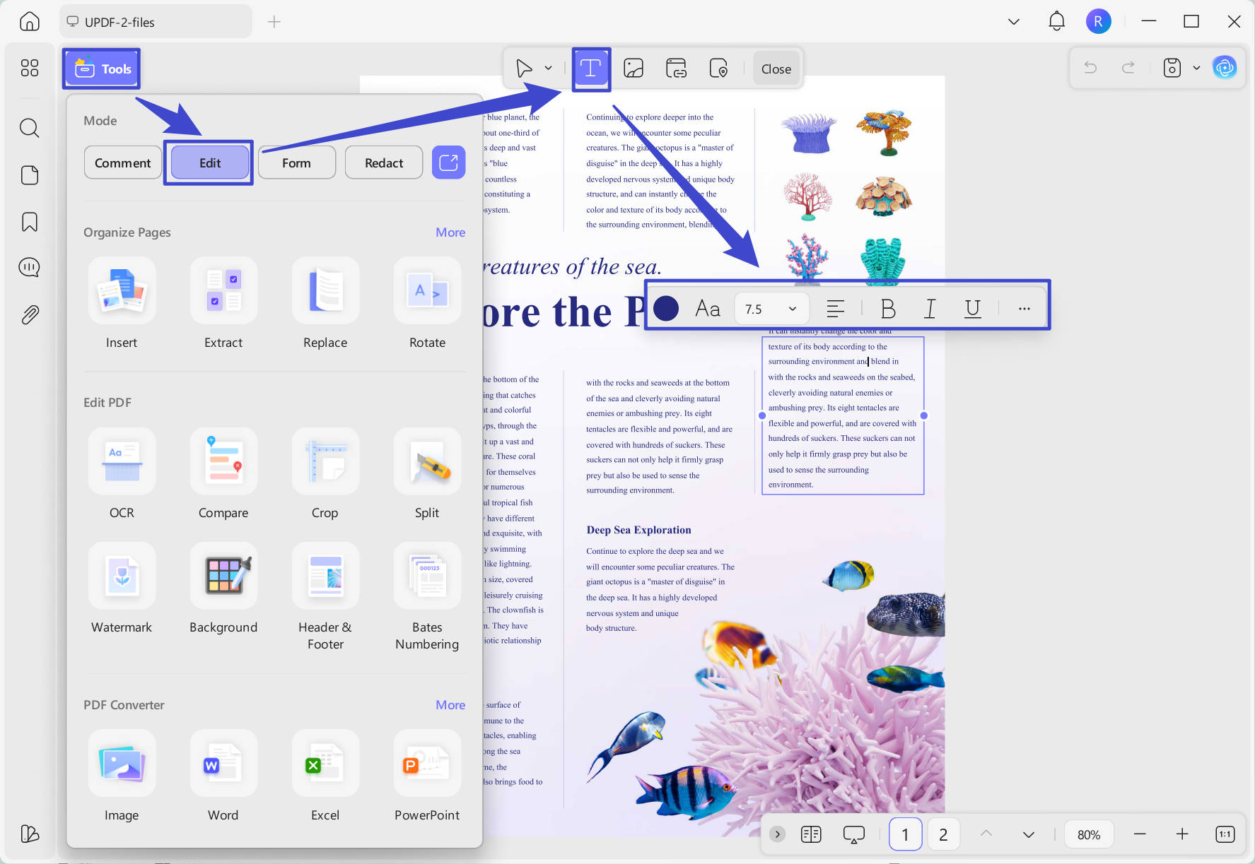 تحرير ملف PDF باستخدام updf windows