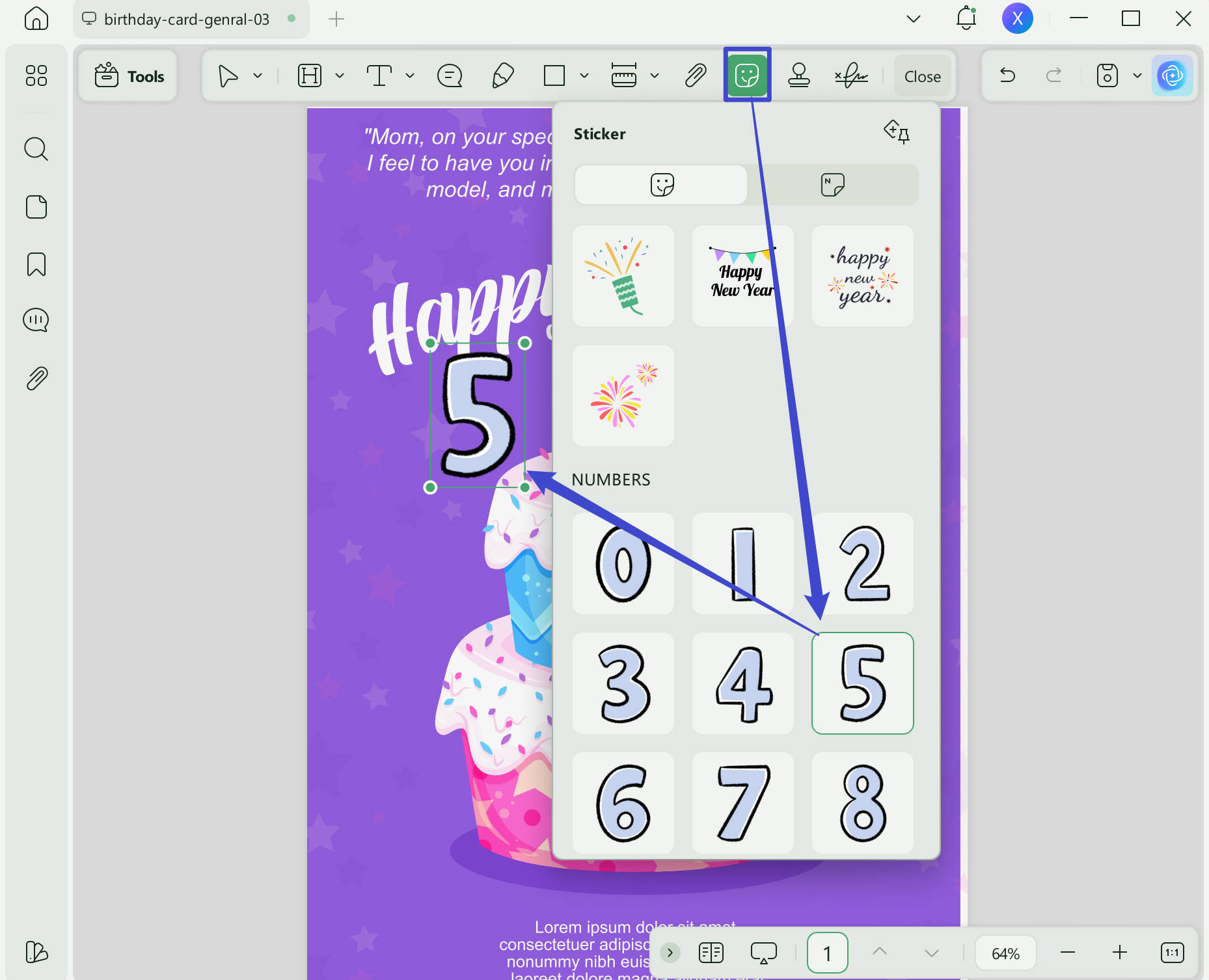 add relevant sticker in template