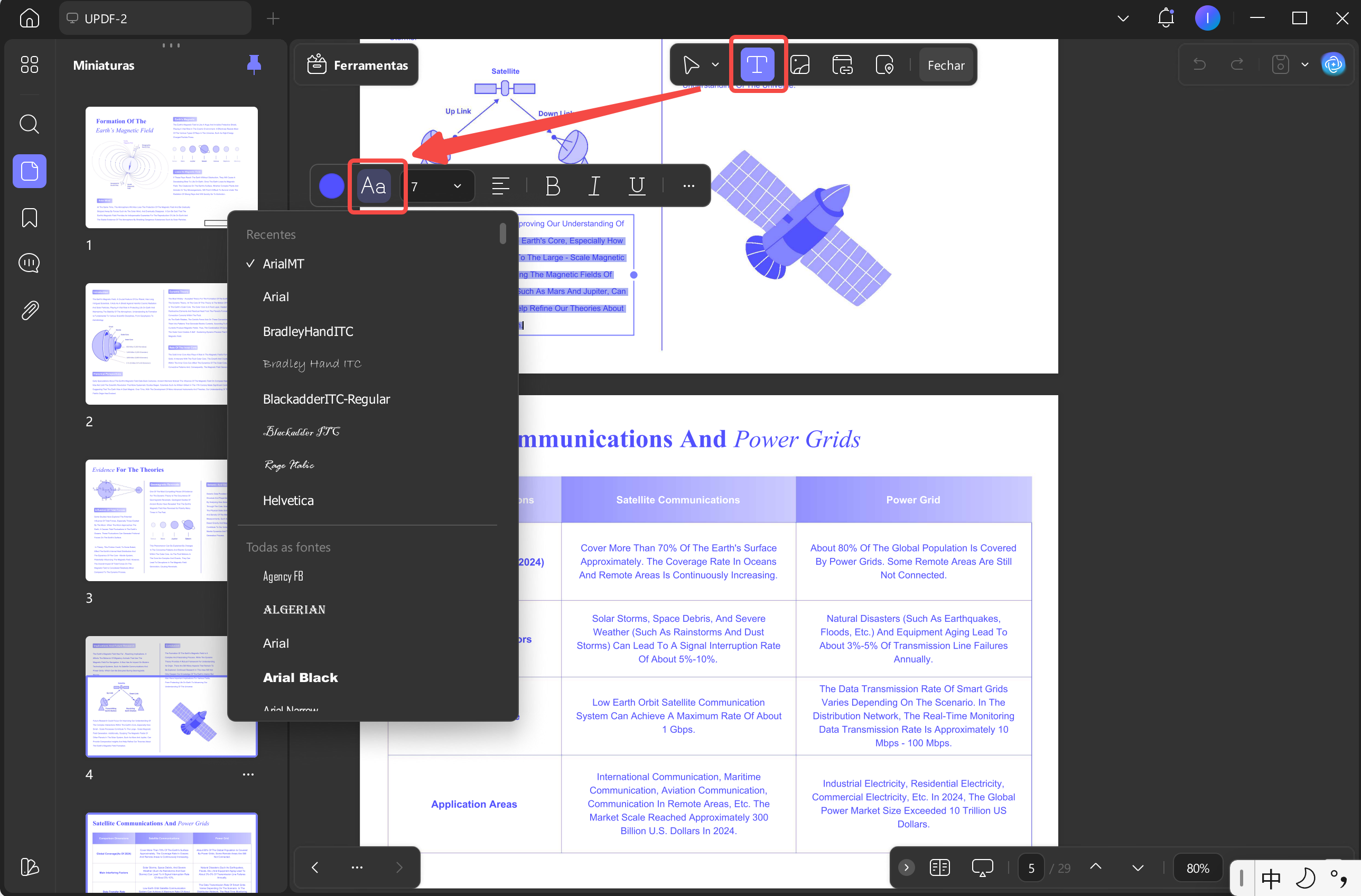 encontrar fonte de pdf alterar fonte