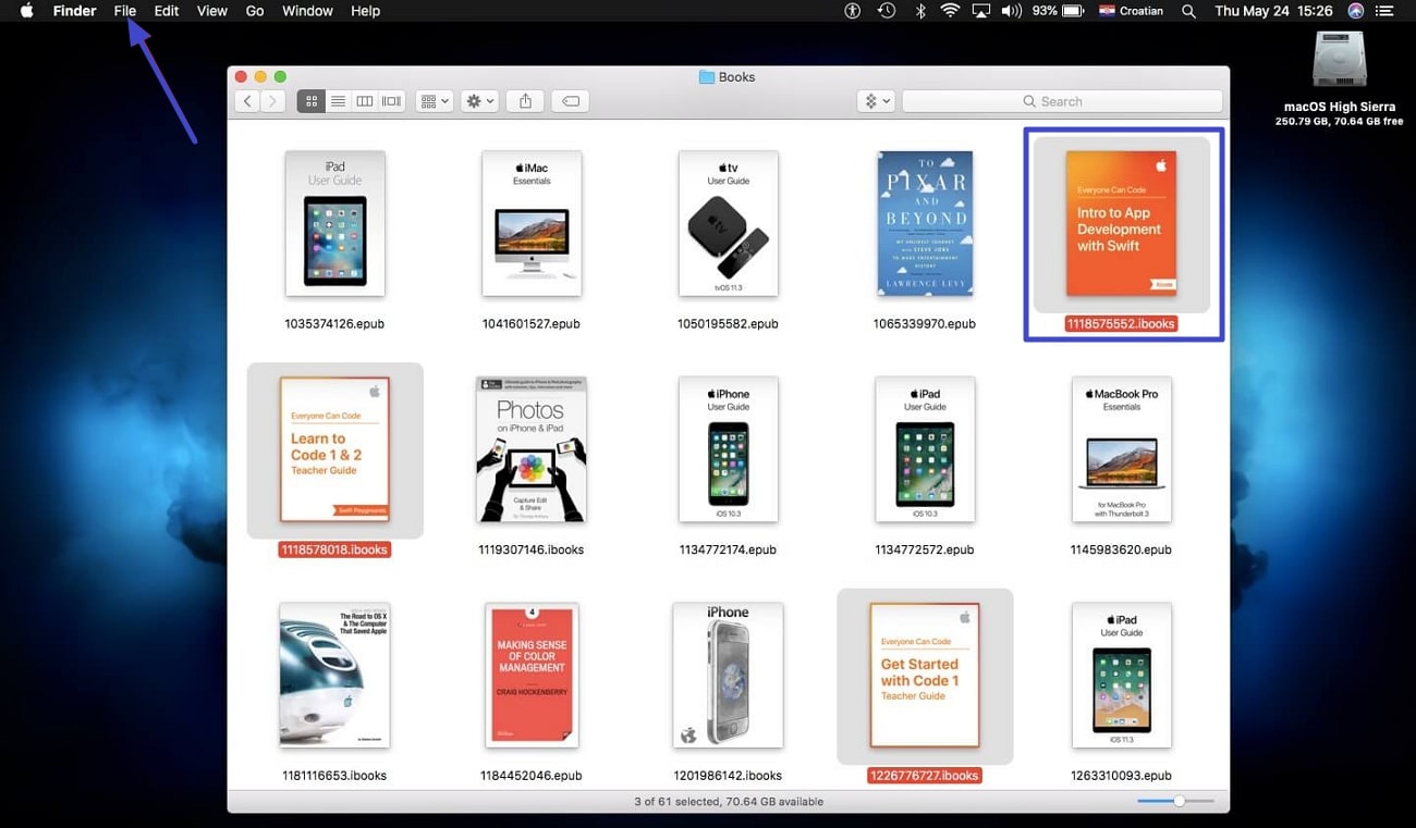 import pdf using file menu