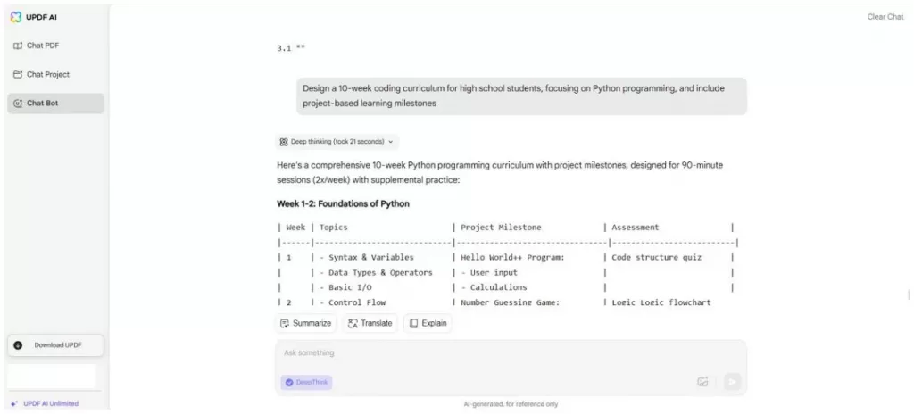 indicaciones para maestros con updf ai