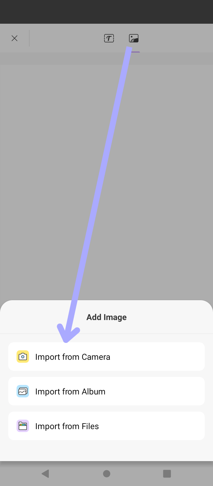 import from camera updf android