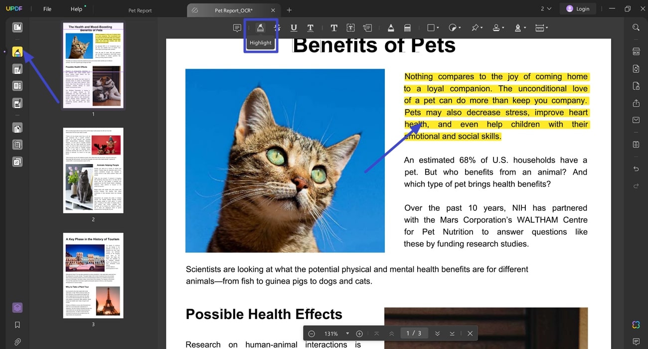 highlight pdf in updf
