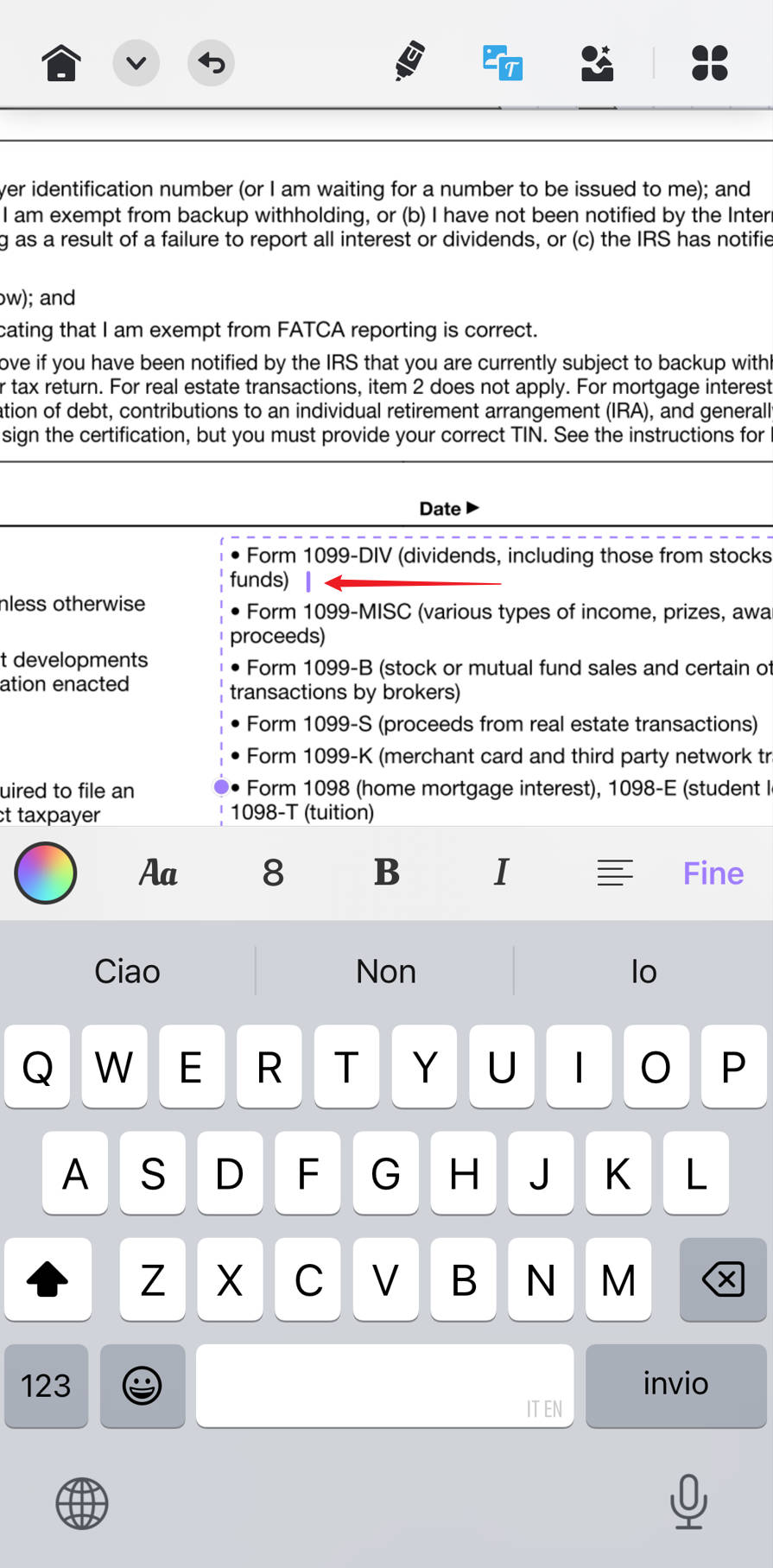 scrivere su un PDF su iPhone