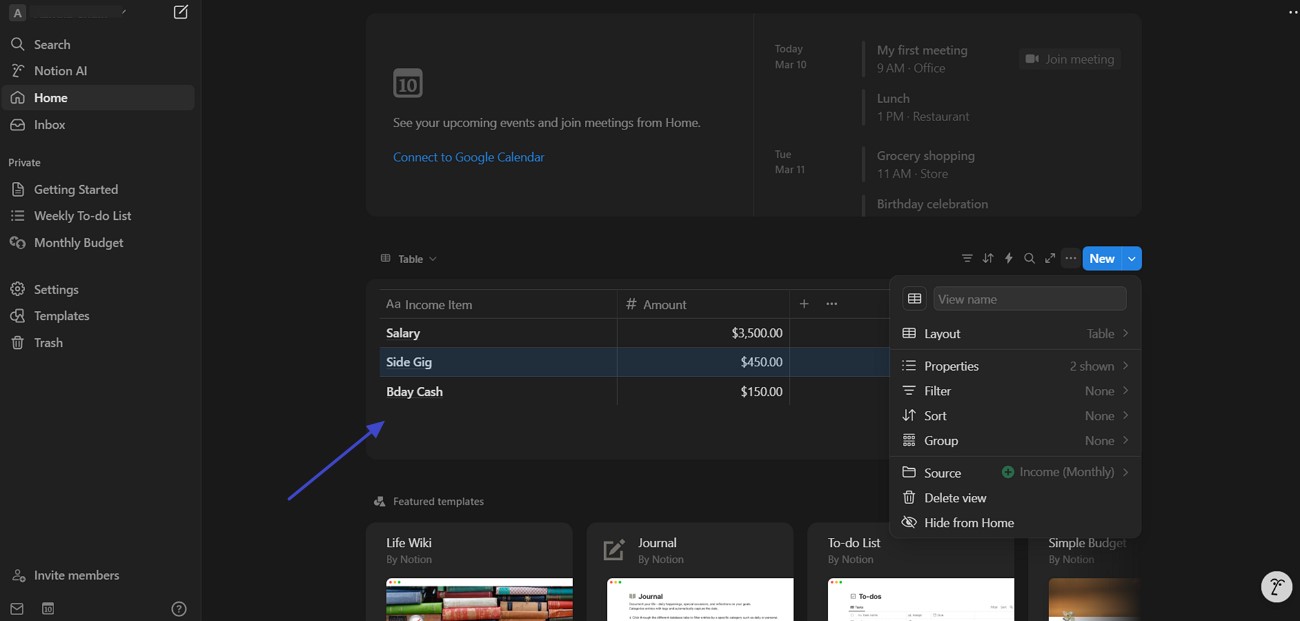 create database for managing tasks