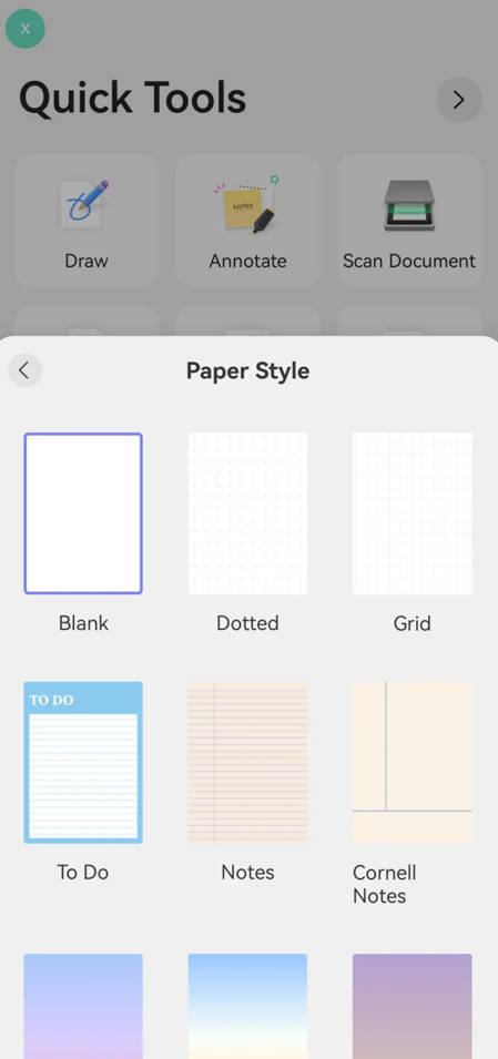 choose the paper style updf android