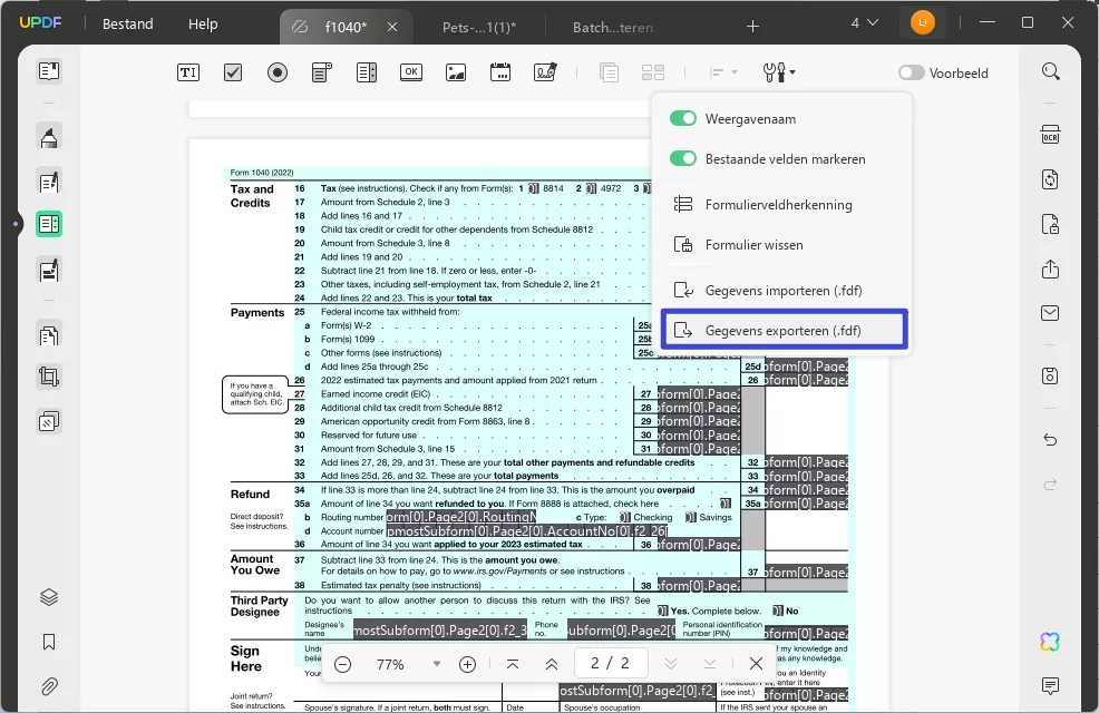 extract data to pdf