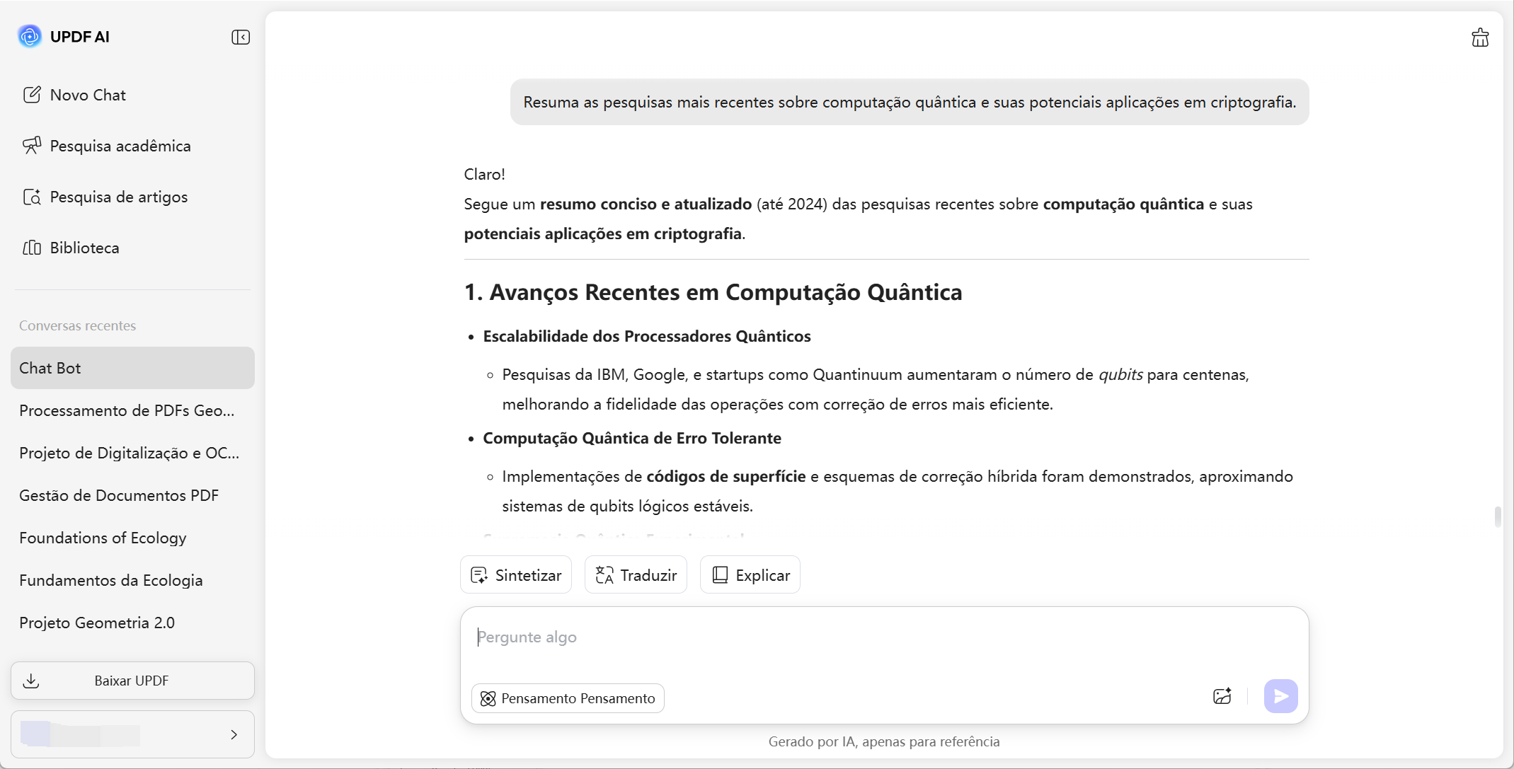 pesquisa e desenvolvimento